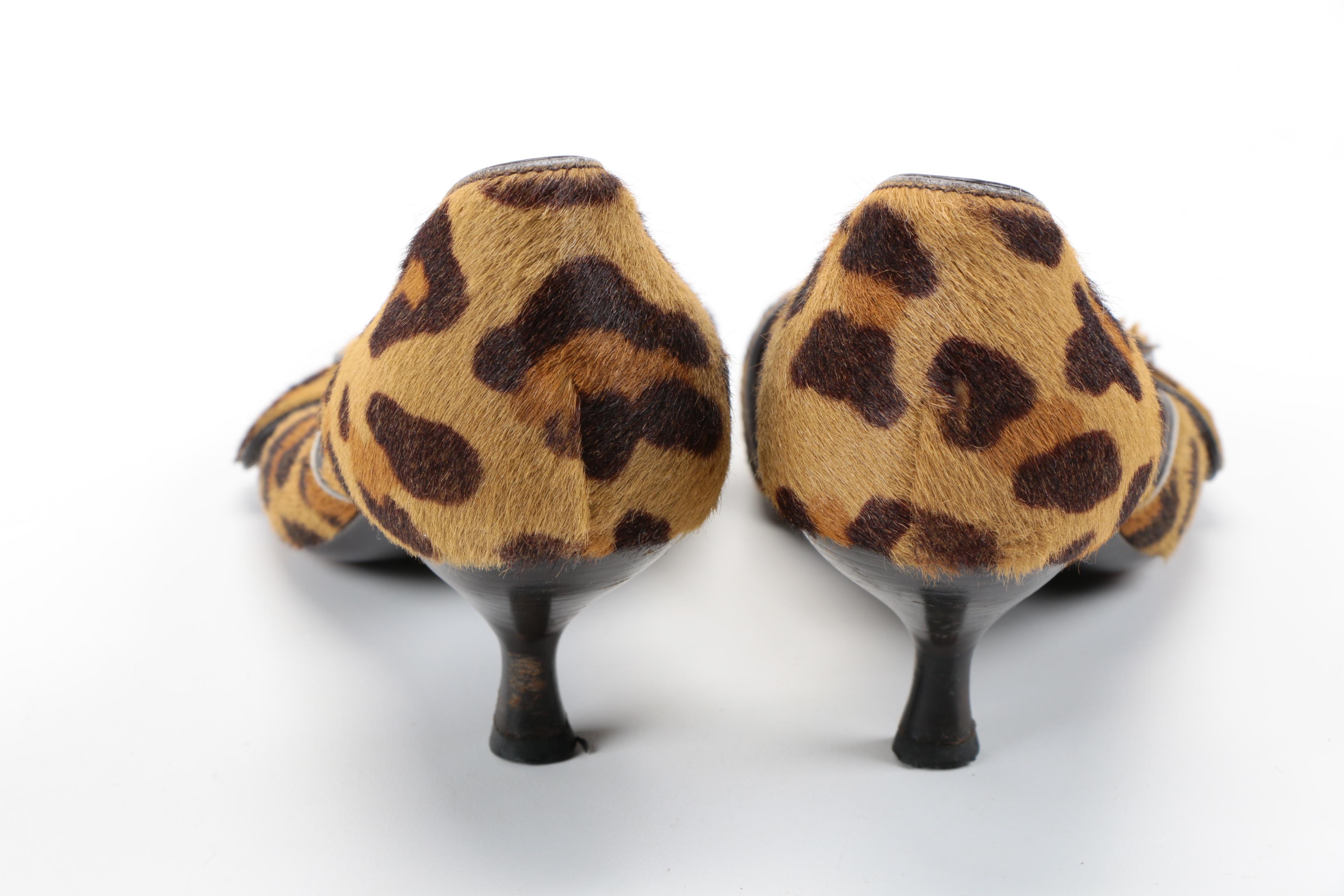 Prada Leopard Print Pony Hair Heels