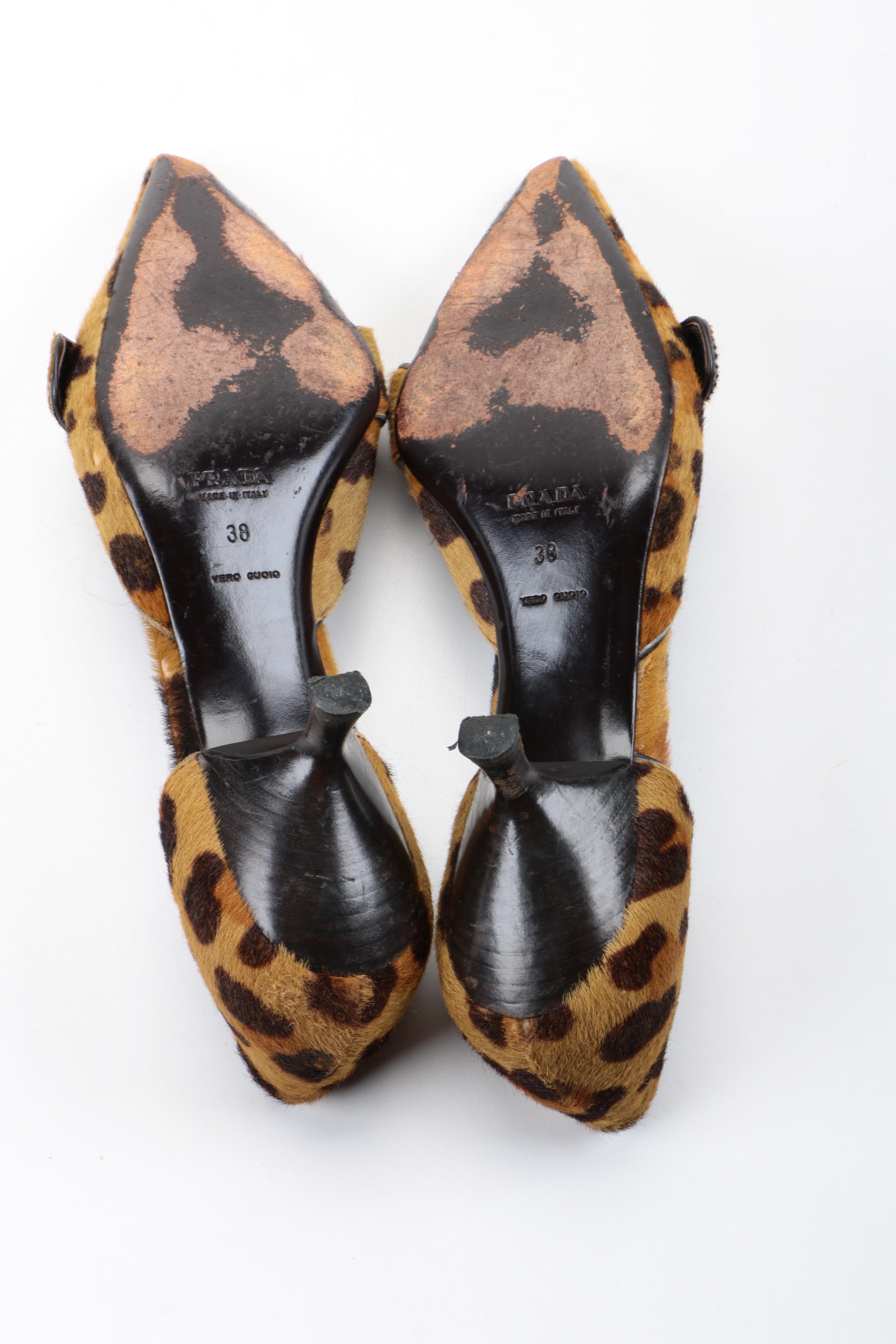 Prada Leopard Print Pony Hair Heels