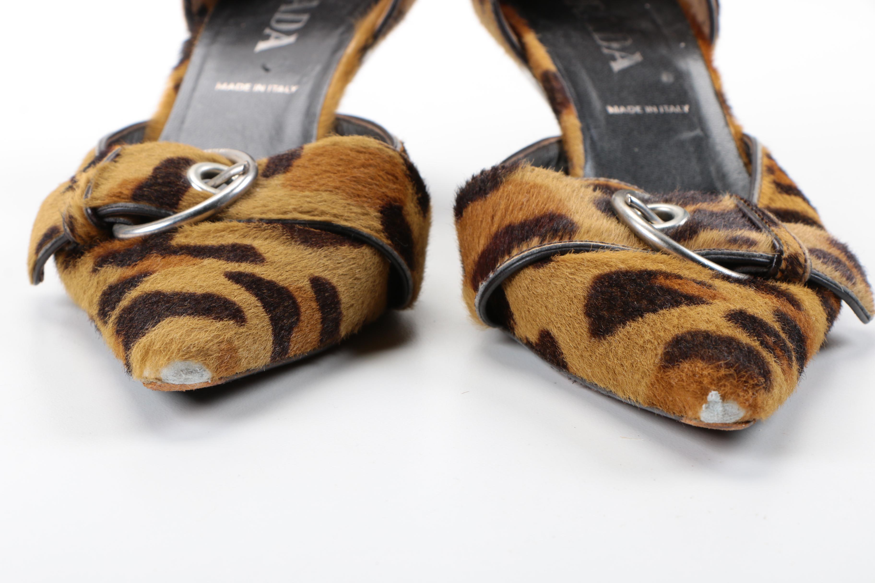 Prada Leopard Print Pony Hair Heels