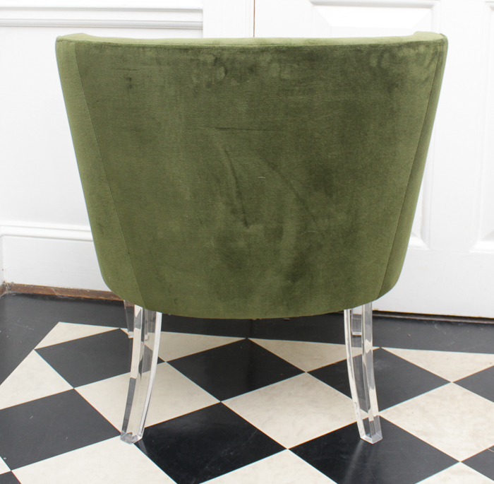 Hollywood Regency Velvet Chairs on Acrylic Legs
