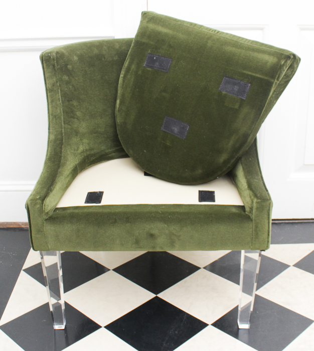 Hollywood Regency Velvet Chairs on Acrylic Legs