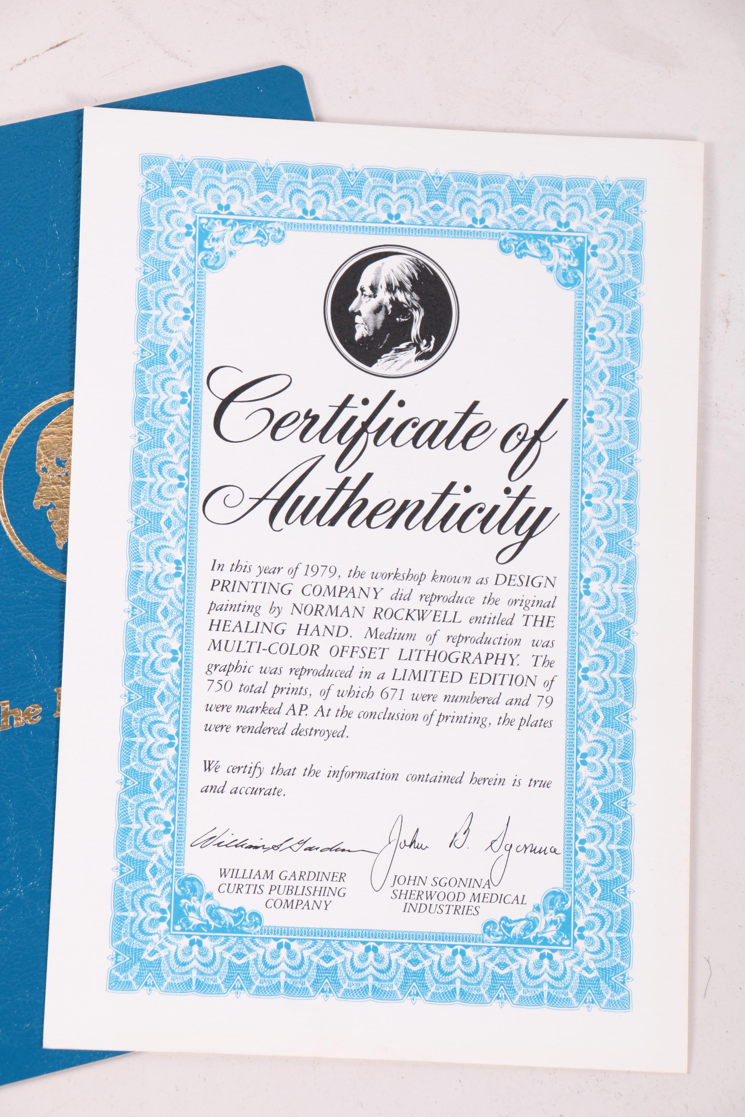 Limited Edition Reproduction Print After Norman Rockwell "The Healing Hand"