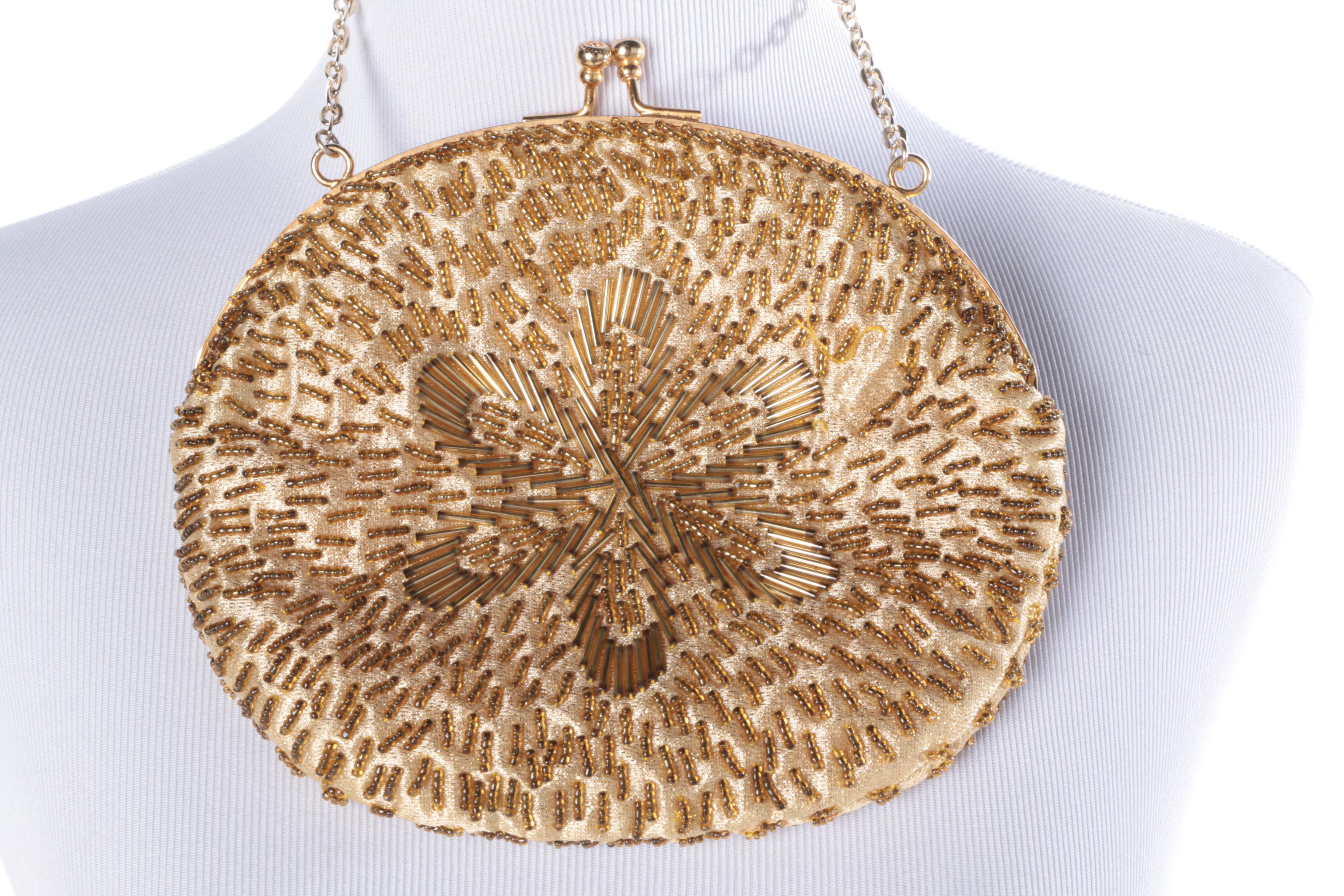 Vintage Cashmere Coat with Fur Collar and Evening Bag