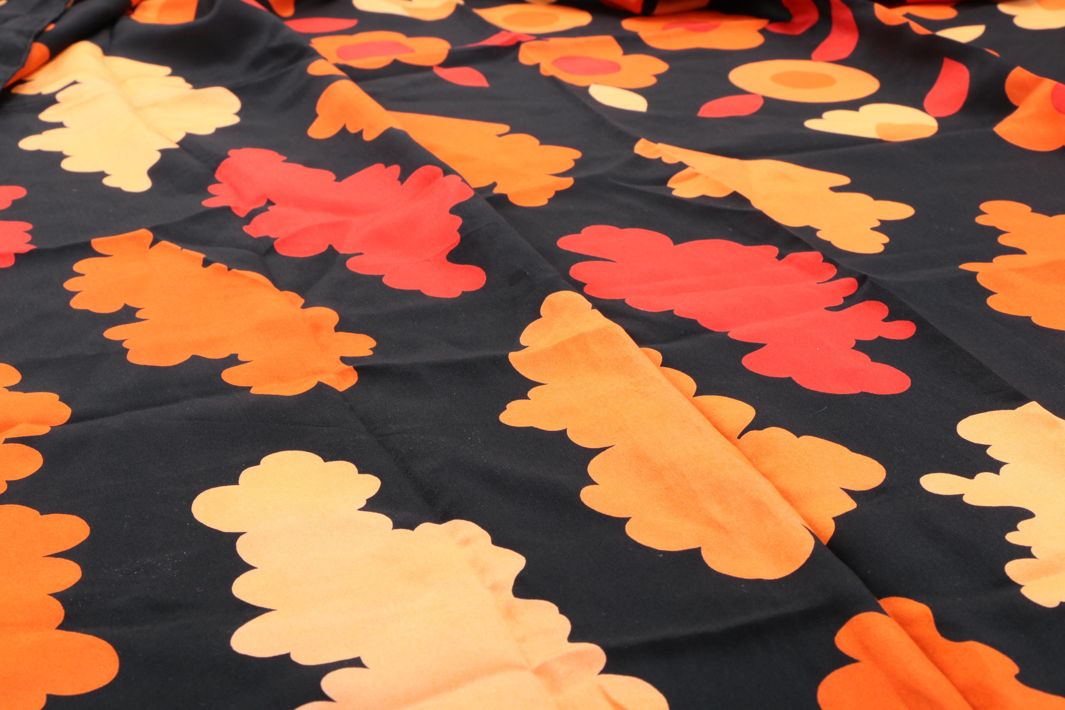 Fendi Cloud and Floral Pattern Silk Scarf