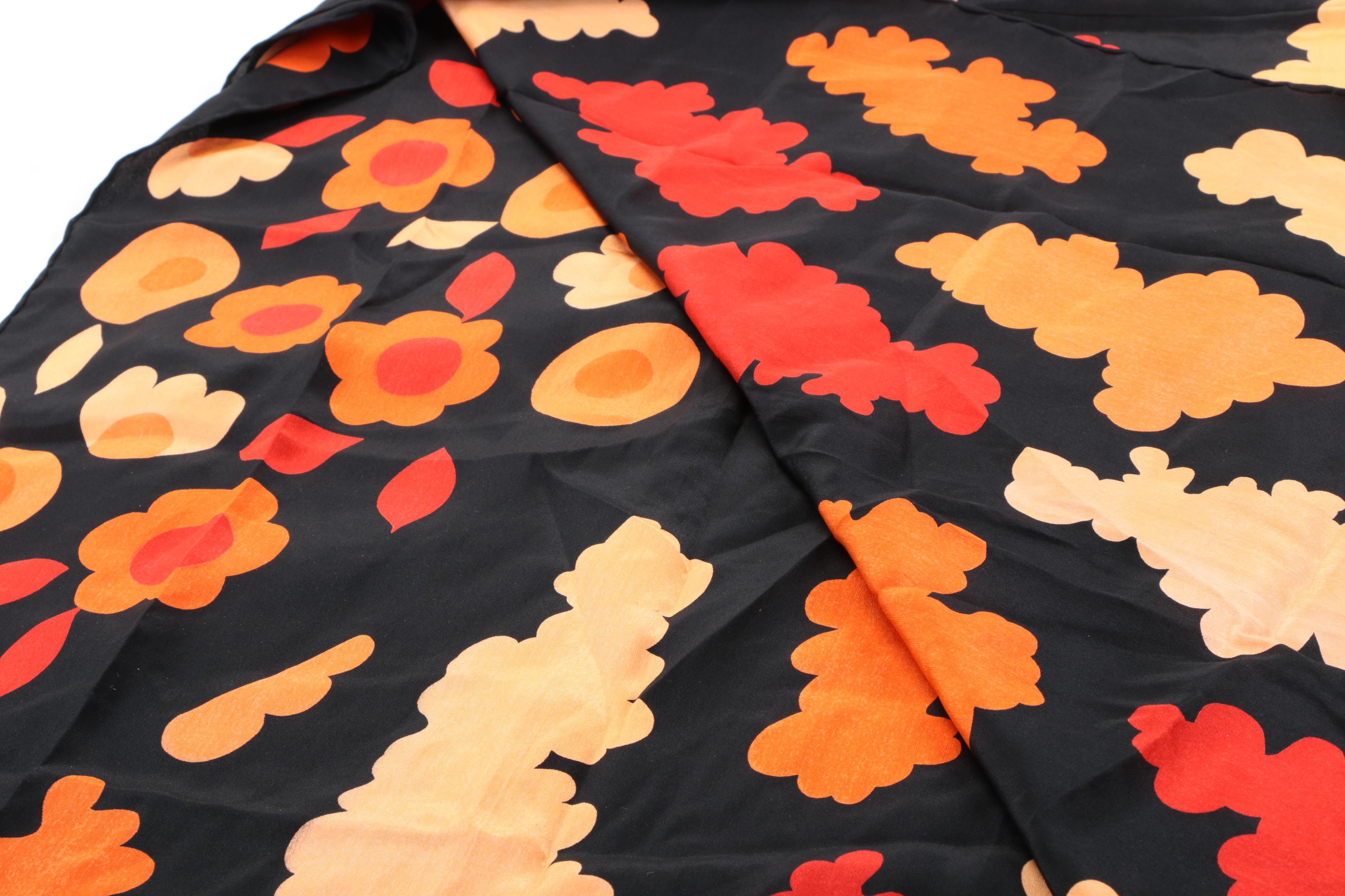 Fendi Cloud and Floral Pattern Silk Scarf