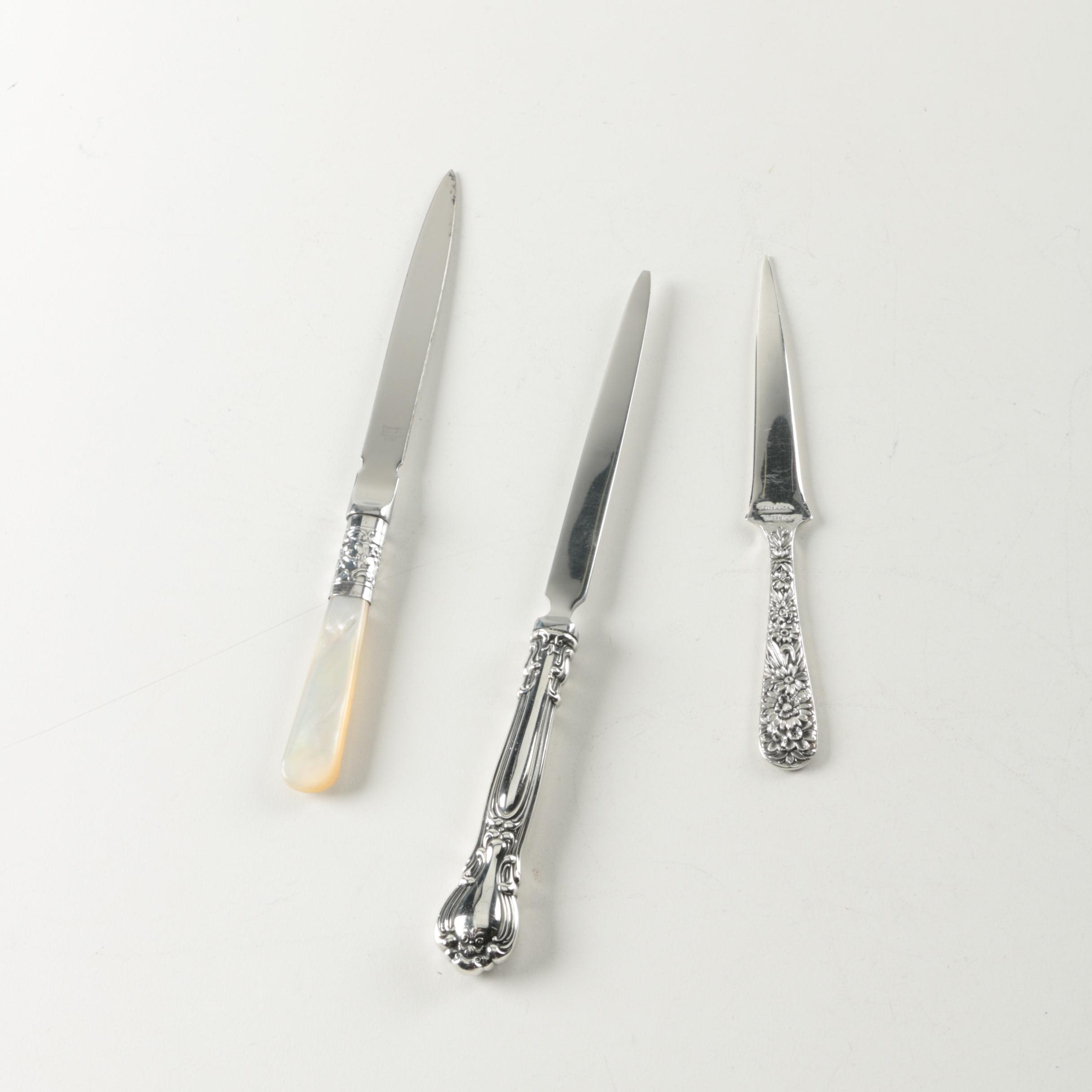 Letter Openers with Sterling and Mother of Pearl Handles Including S. Kirk & Son