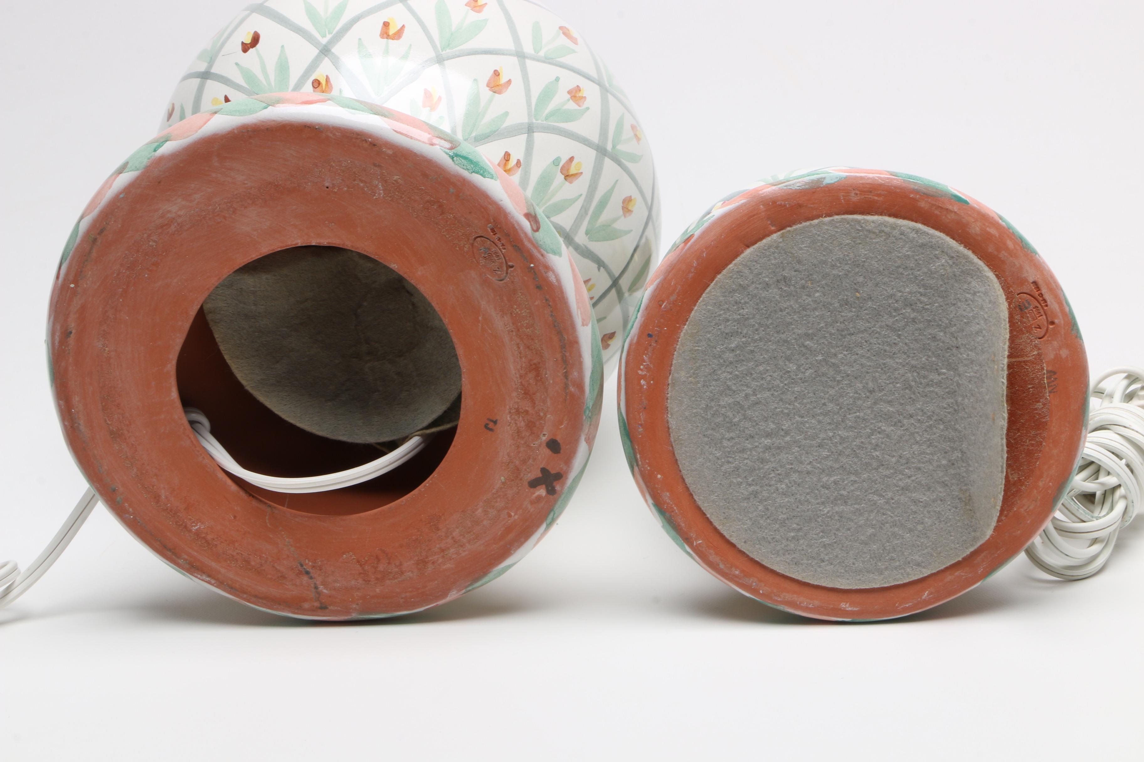 Mackenzie-Childs Hand-Painted Ceramic Tulip Lamps
