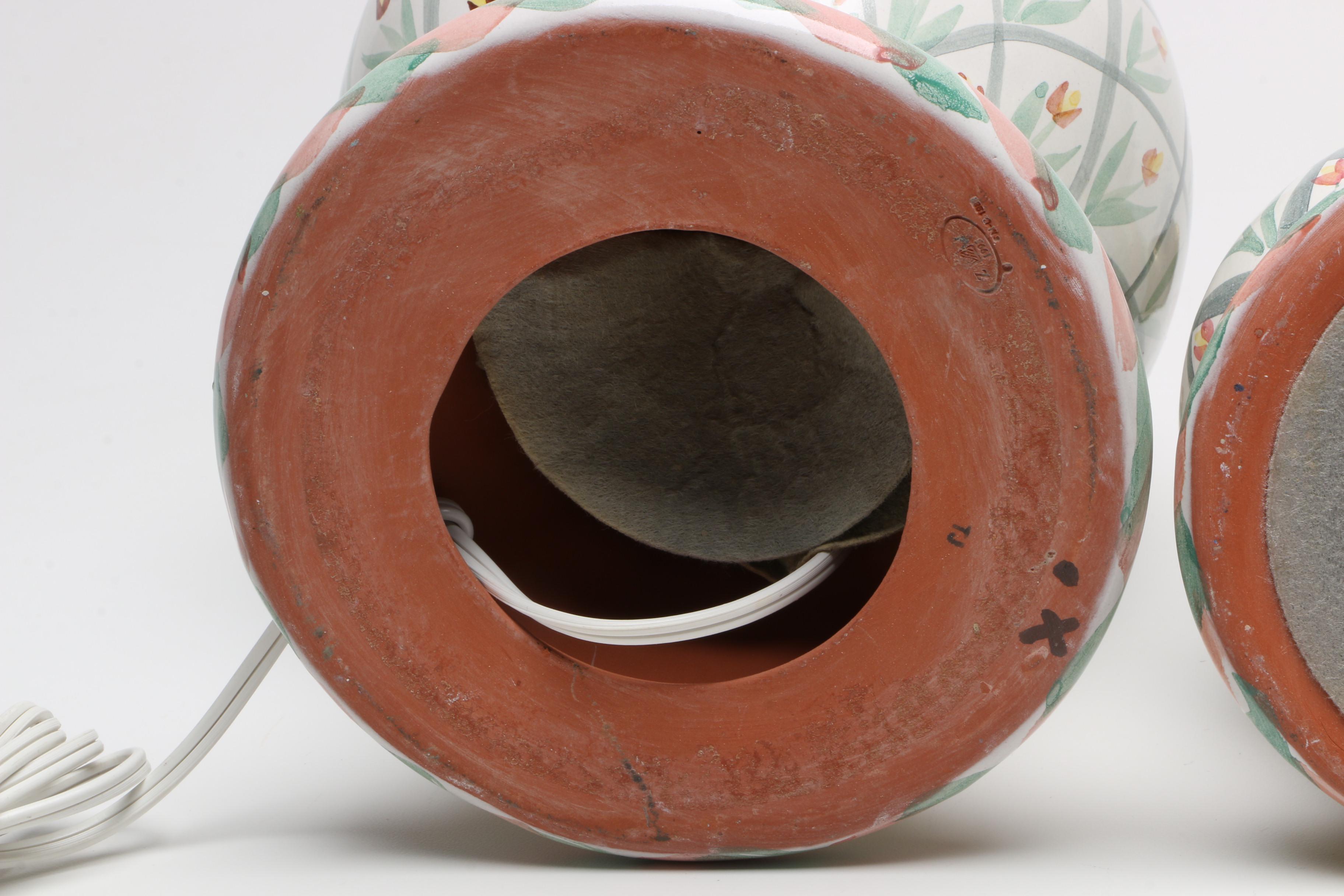 Mackenzie-Childs Hand-Painted Ceramic Tulip Lamps