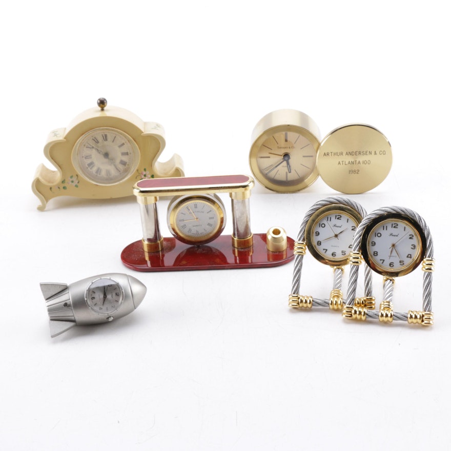 Desk Clocks Including Tiffany & Co.
