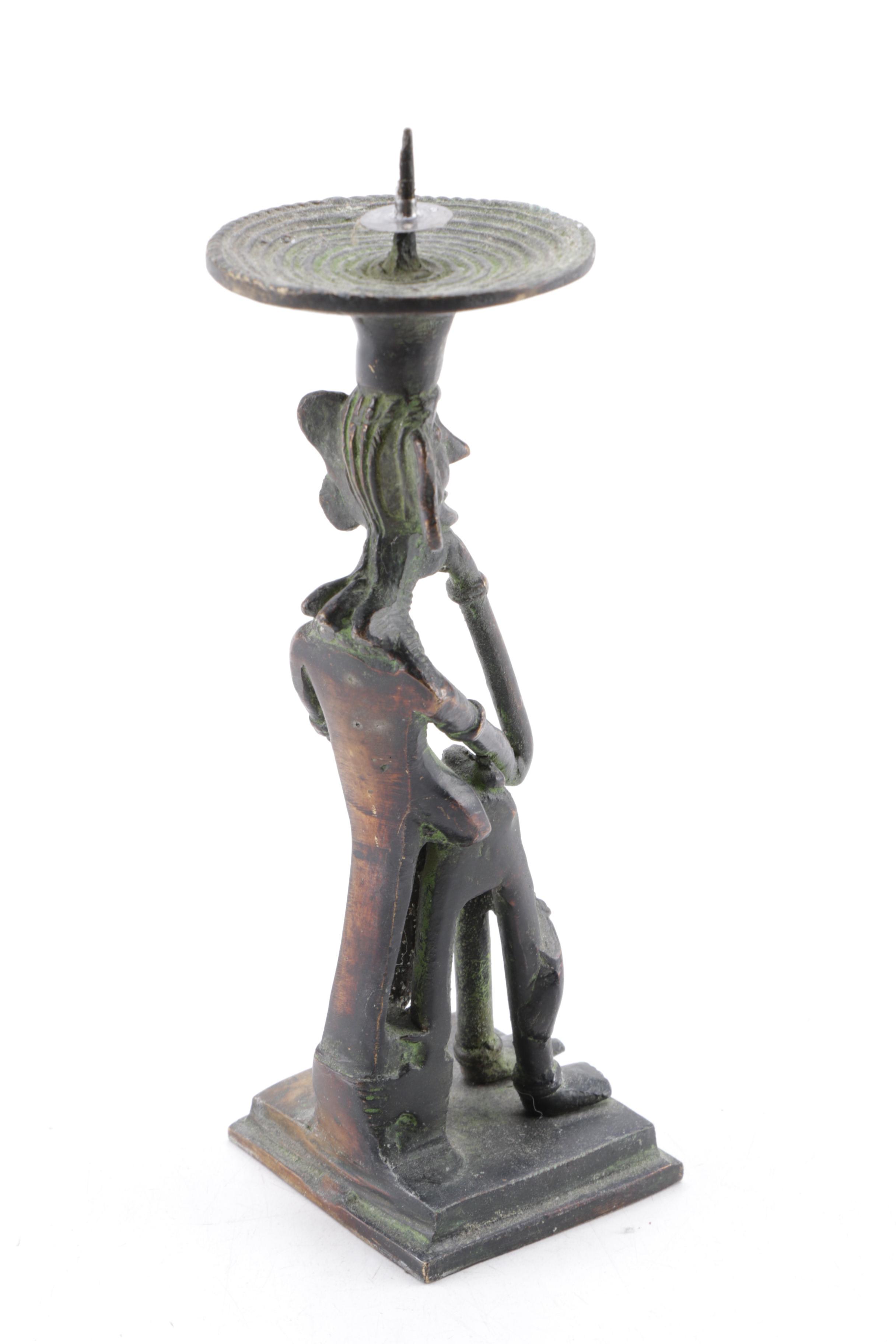 Vintage Peruvian Metal Figurative Candlestick