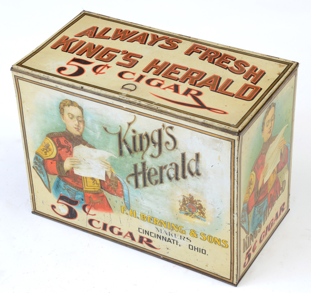 Vintage King's Herald Five Cent Cigar Store Bin