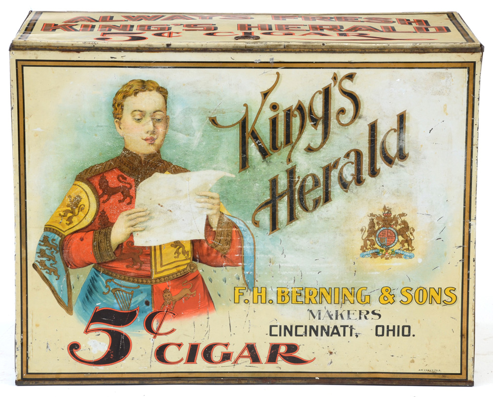 Vintage King's Herald Five Cent Cigar Store Bin
