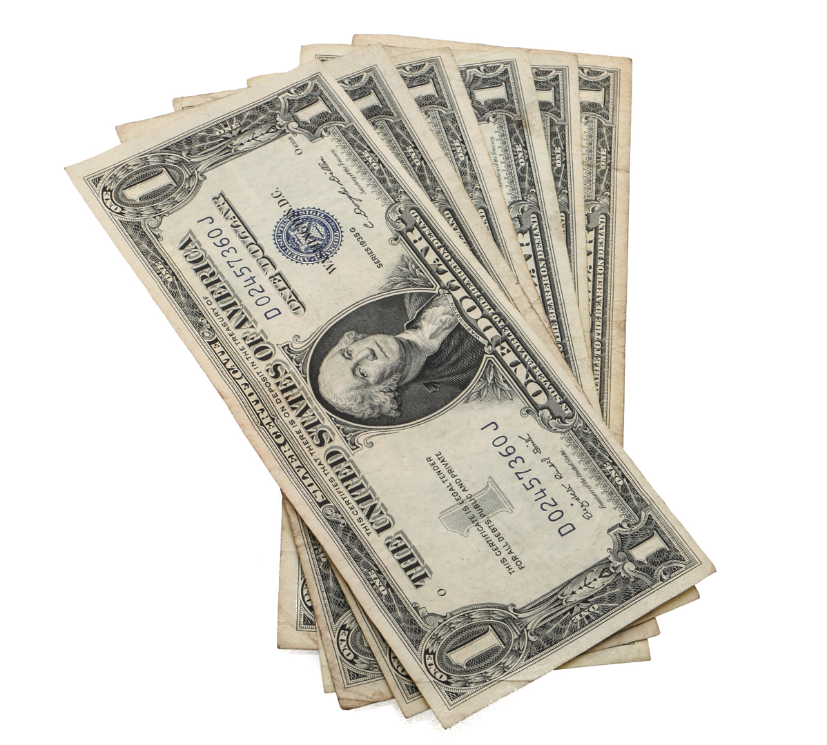 Vintage United States Currency Silver Certificates and Red Seal Notes