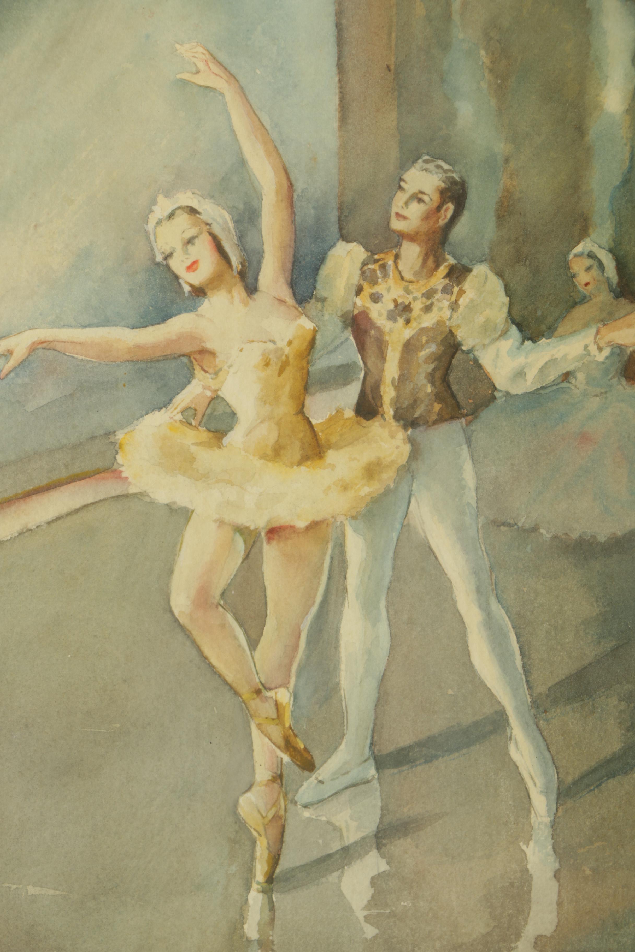 Fred D. Penney Vintage Watercolor on Paper "Ballet Design"