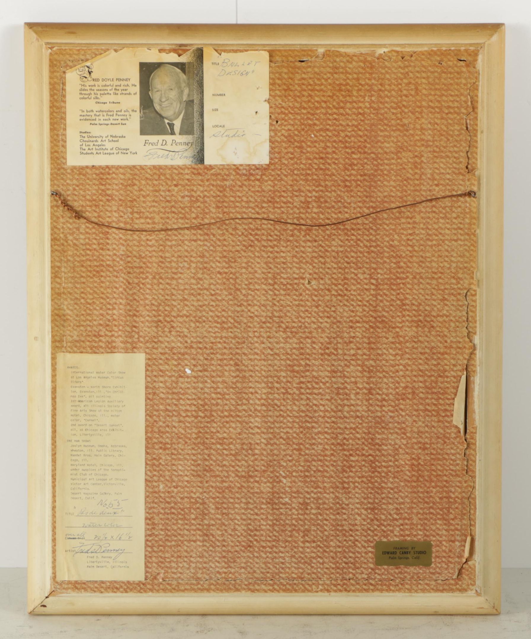 Fred D. Penney Vintage Watercolor on Paper "Ballet Design"