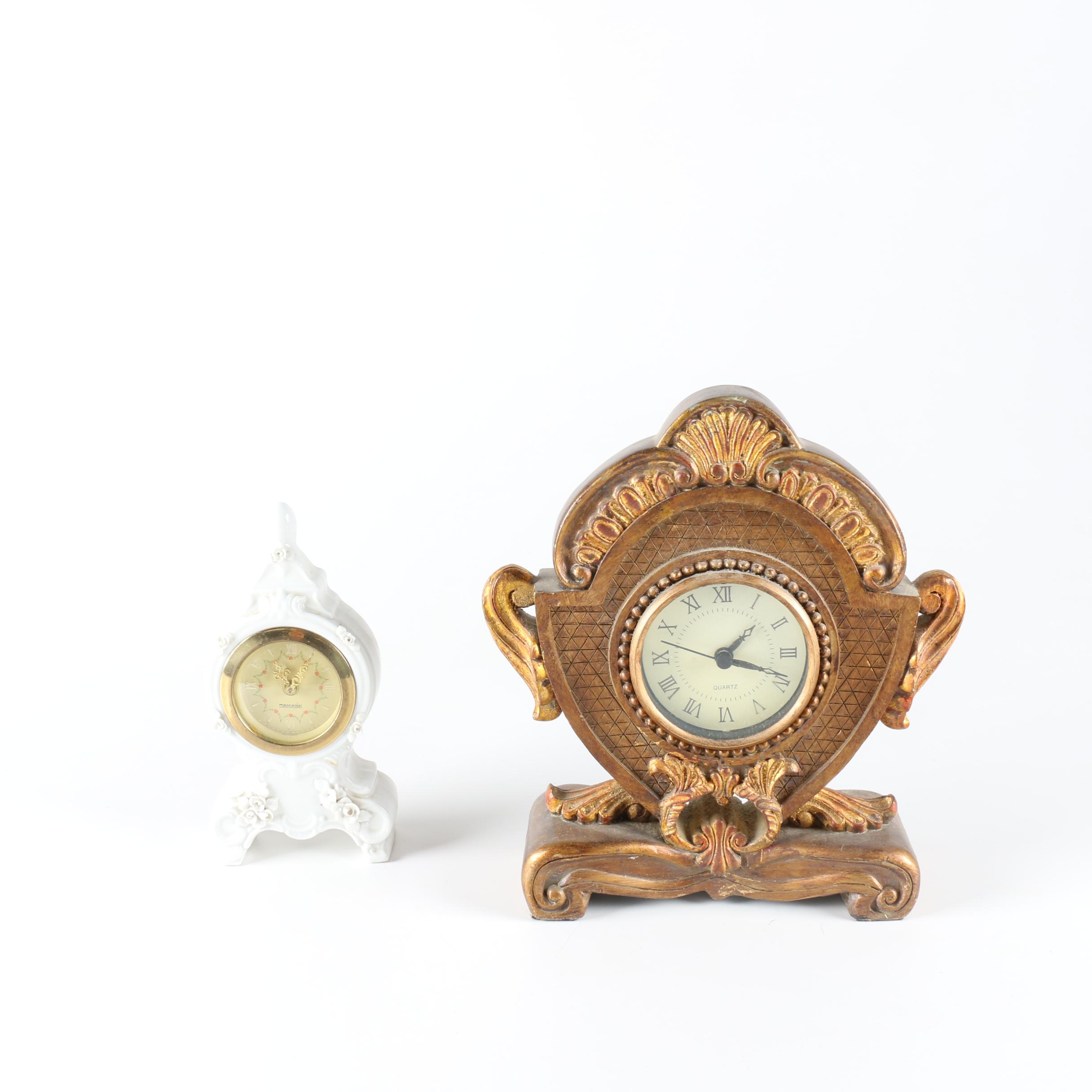 Porcelain Mercedes Shelf Clock and Mantel Clock