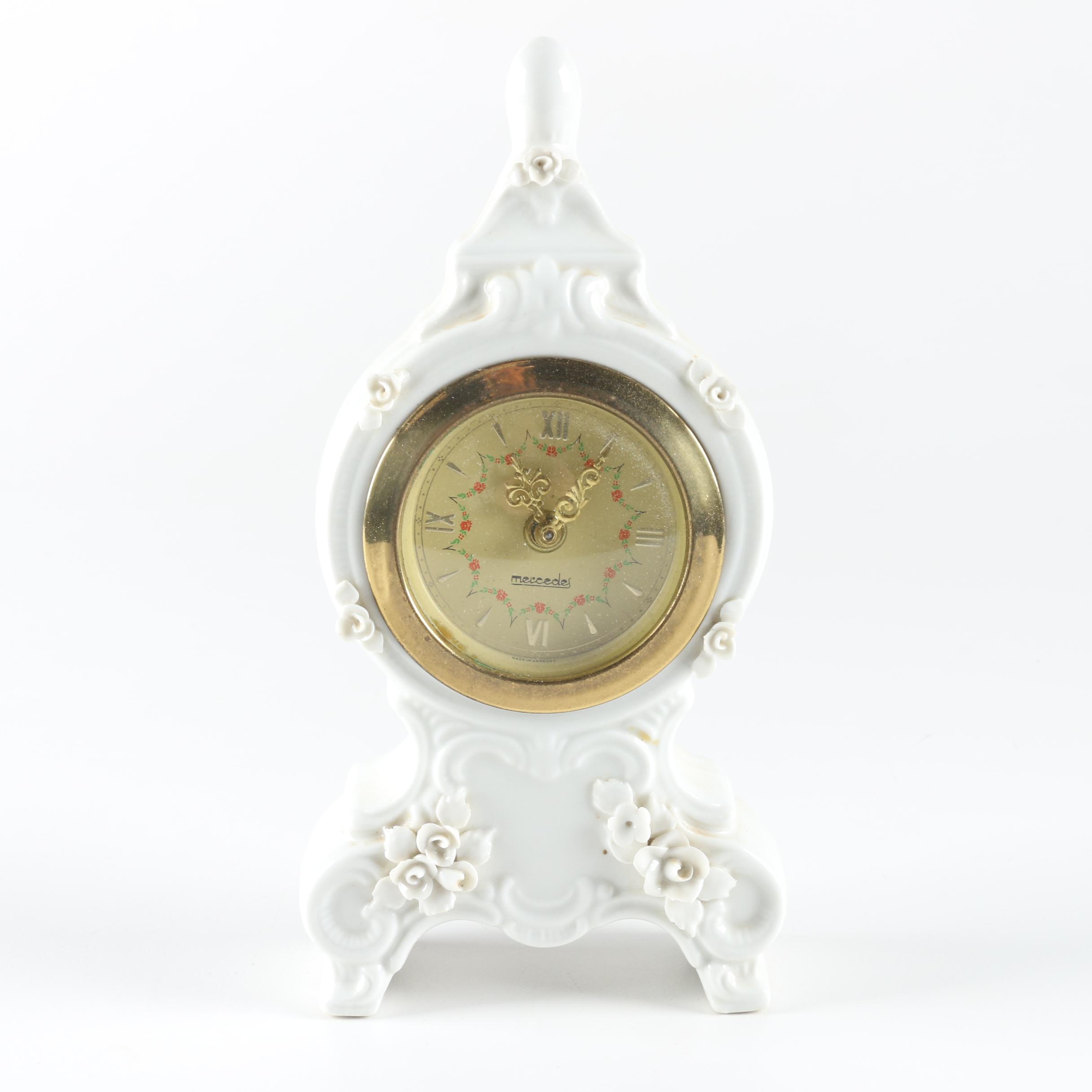 Porcelain Mercedes Shelf Clock and Mantel Clock