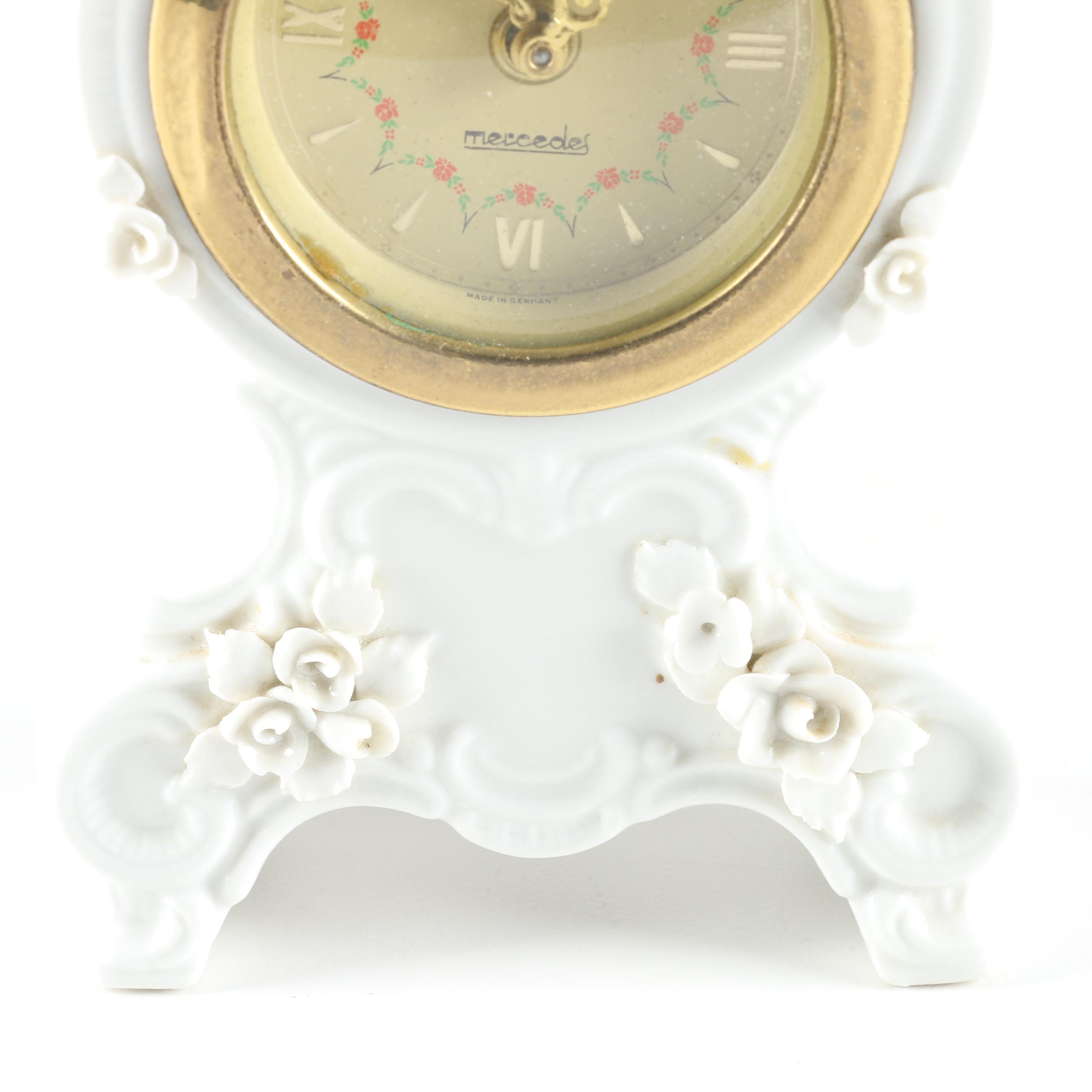 Porcelain Mercedes Shelf Clock and Mantel Clock