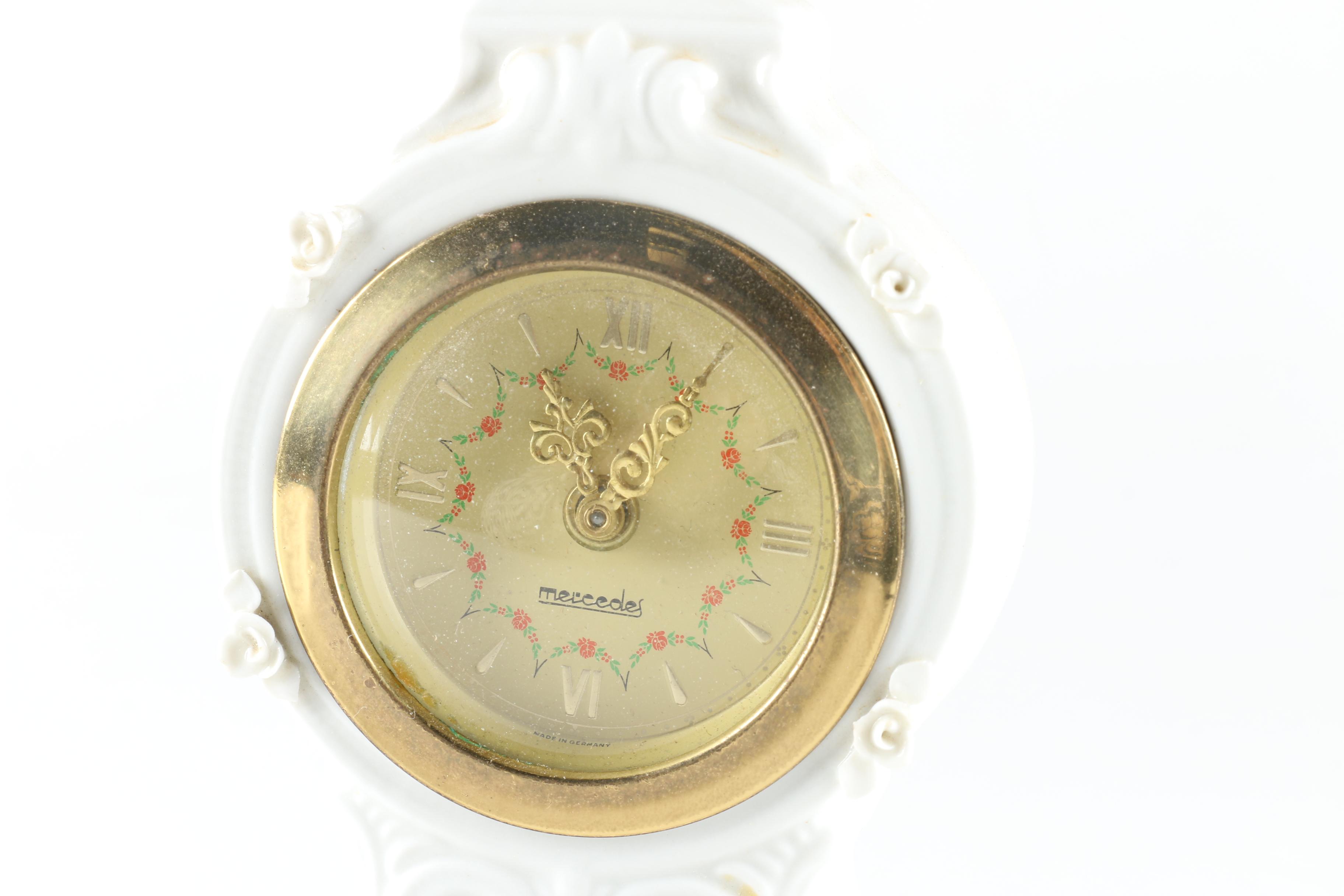 Porcelain Mercedes Shelf Clock and Mantel Clock