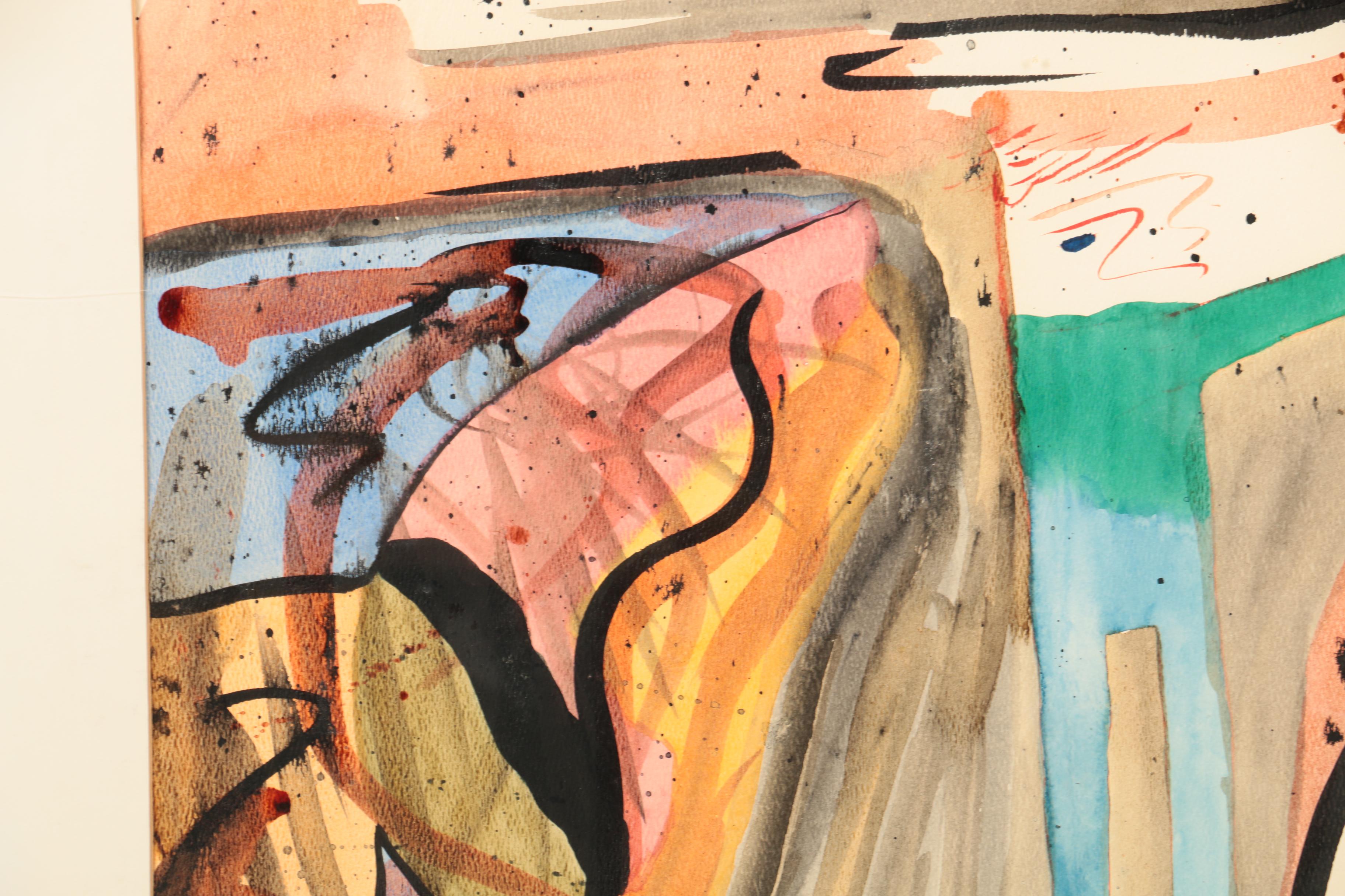 Hale Gurland Abstract Mixed Media Painting on Paper