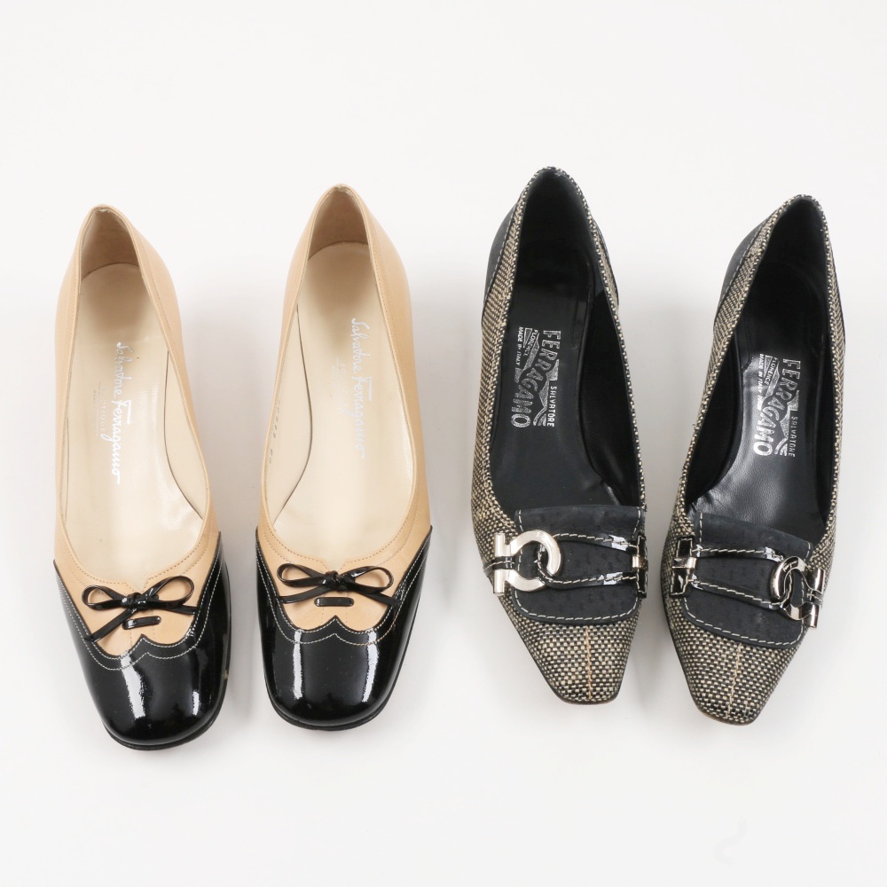 Seven Pairs of Women's Salvatore Ferragamo Dress Shoes