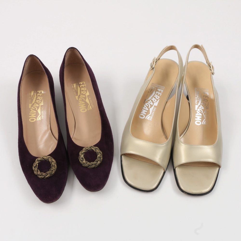 Seven Pairs of Women's Salvatore Ferragamo Dress Shoes