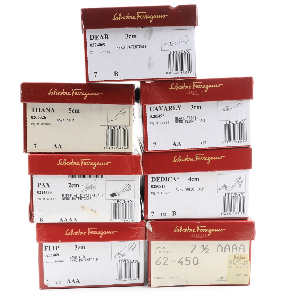 Seven Pairs of Women's Salvatore Ferragamo Dress Shoes