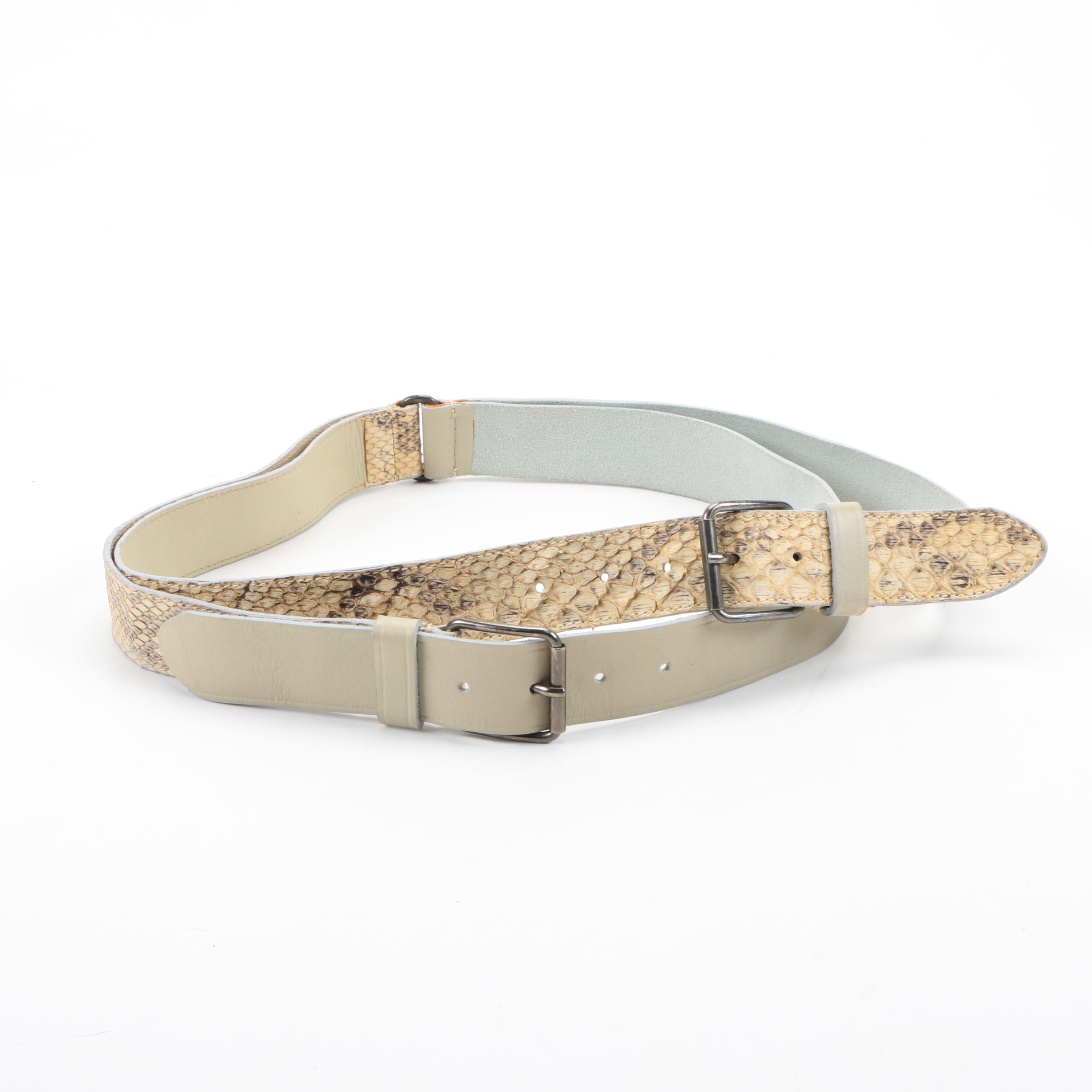 Prada Double Snakeskin and Leather Belt