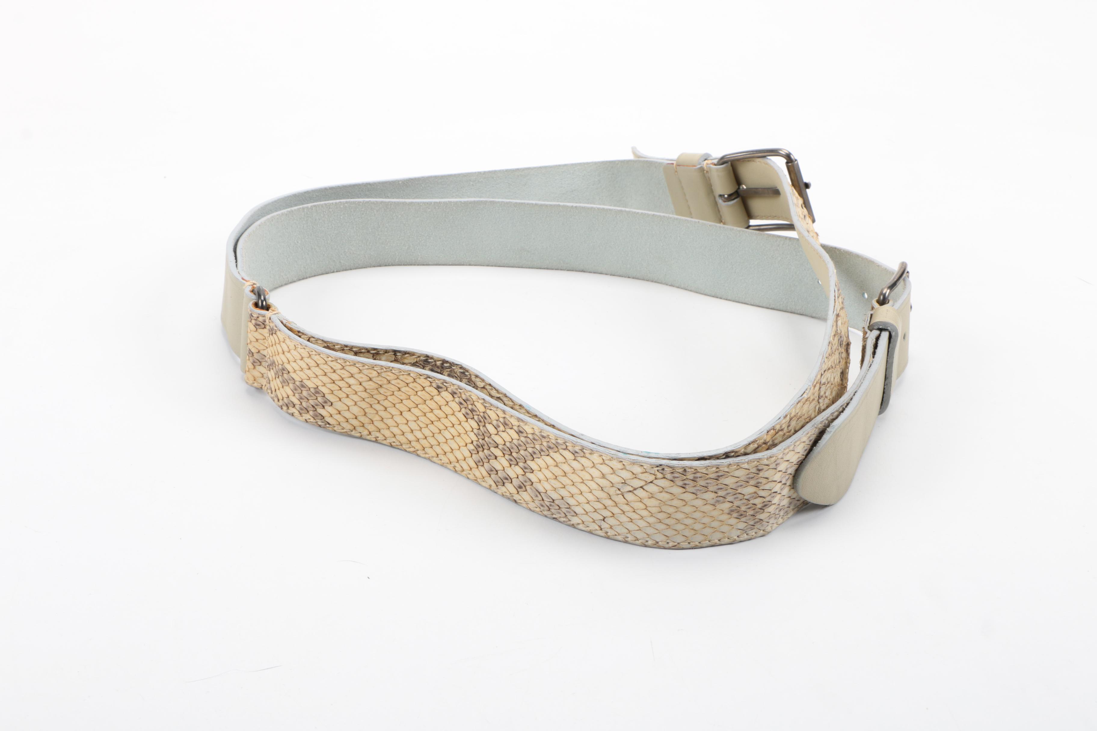 Prada Double Snakeskin and Leather Belt