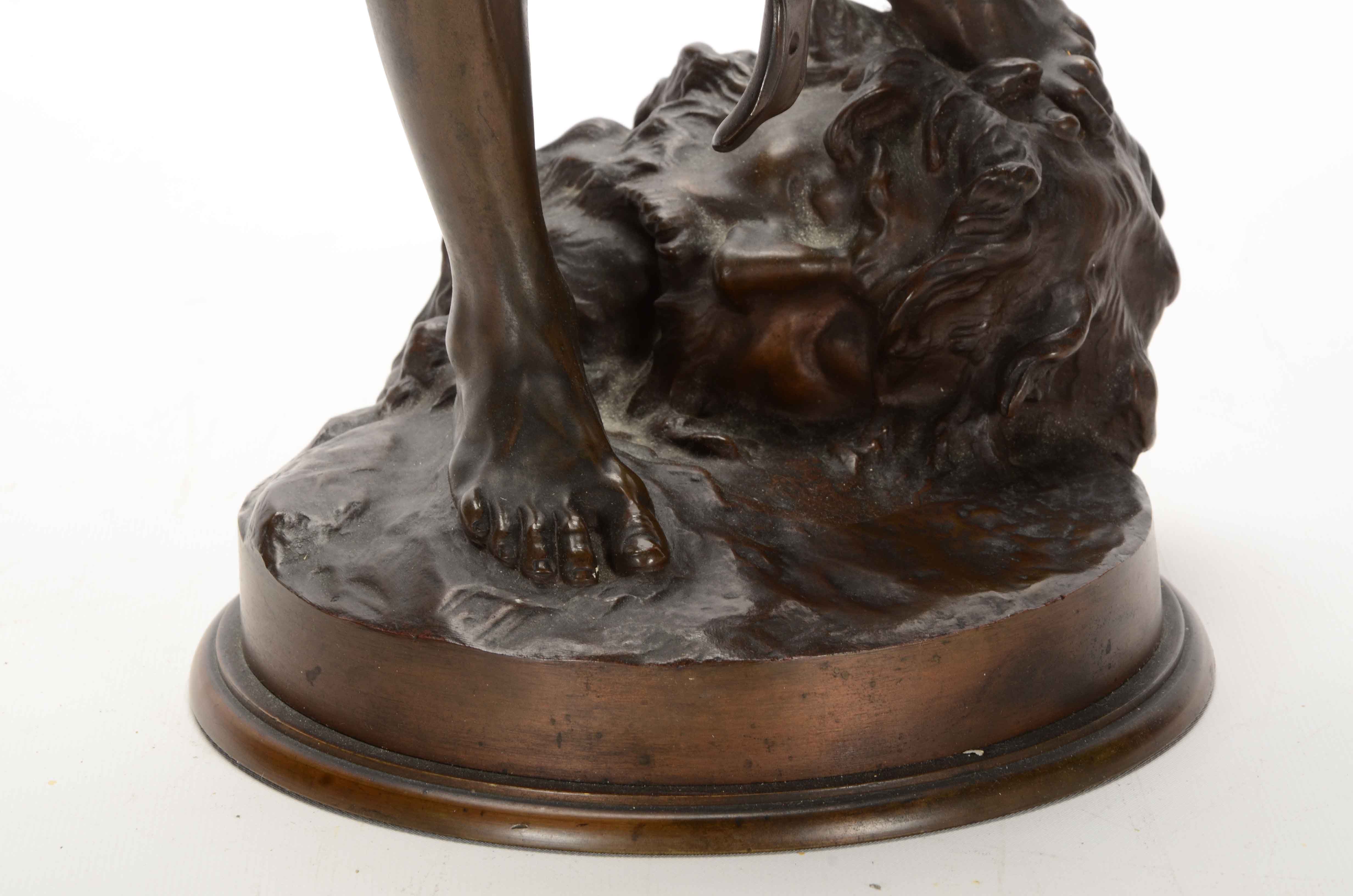 Louis Gossin Bronze Sculpture Titled "David Triomphant de Goliath"