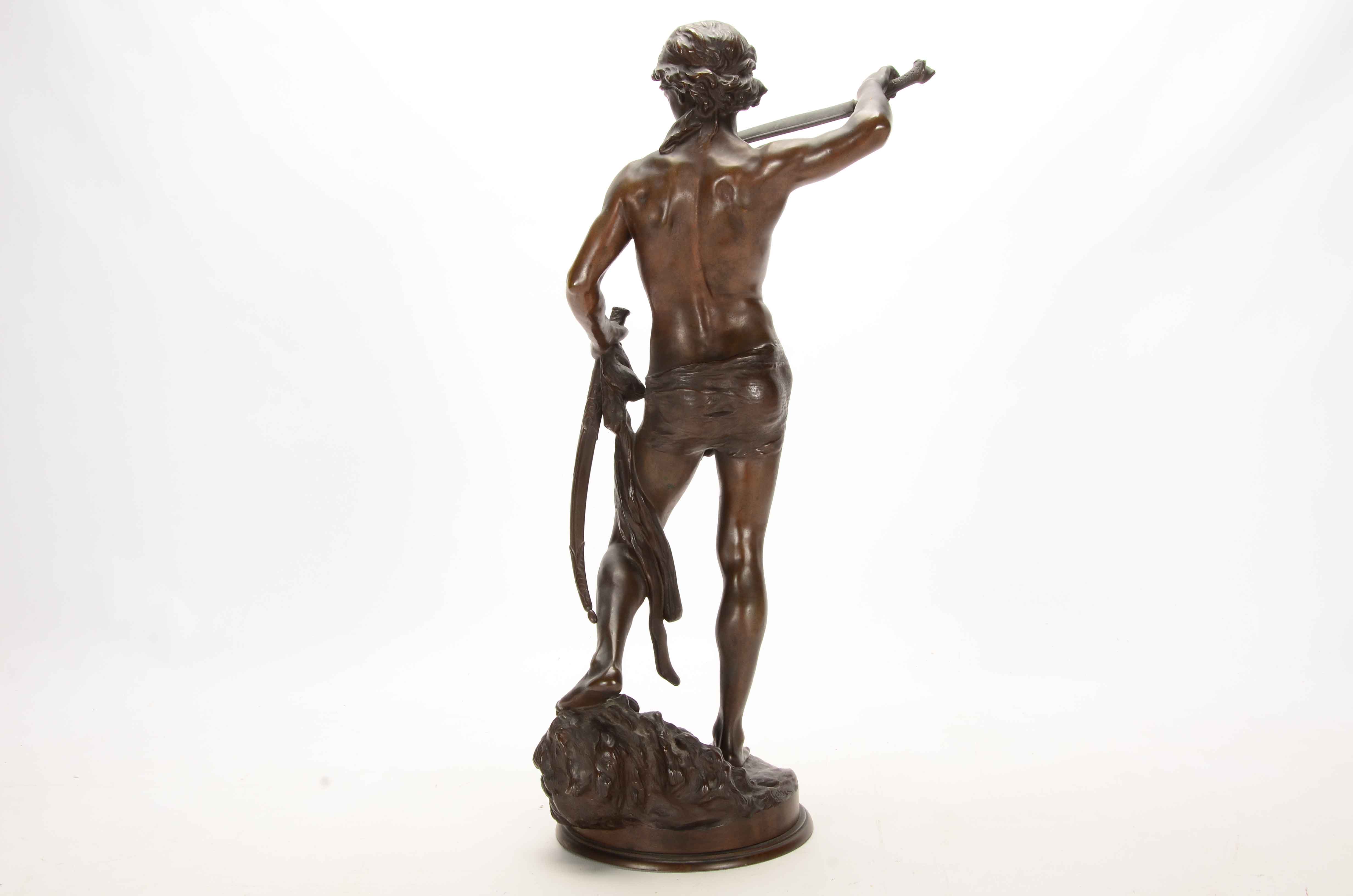 Louis Gossin Bronze Sculpture Titled "David Triomphant de Goliath"