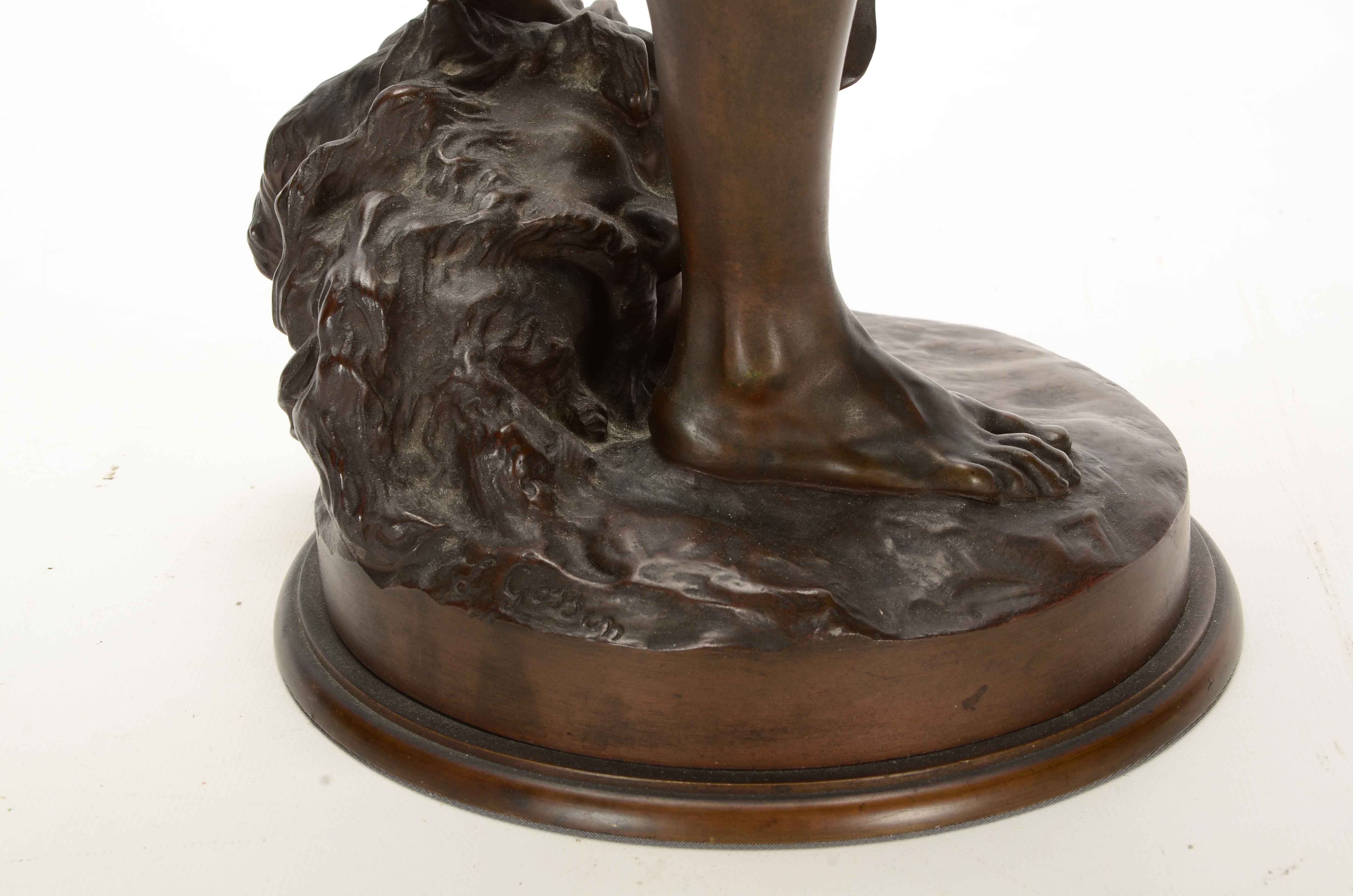 Louis Gossin Bronze Sculpture Titled "David Triomphant de Goliath"