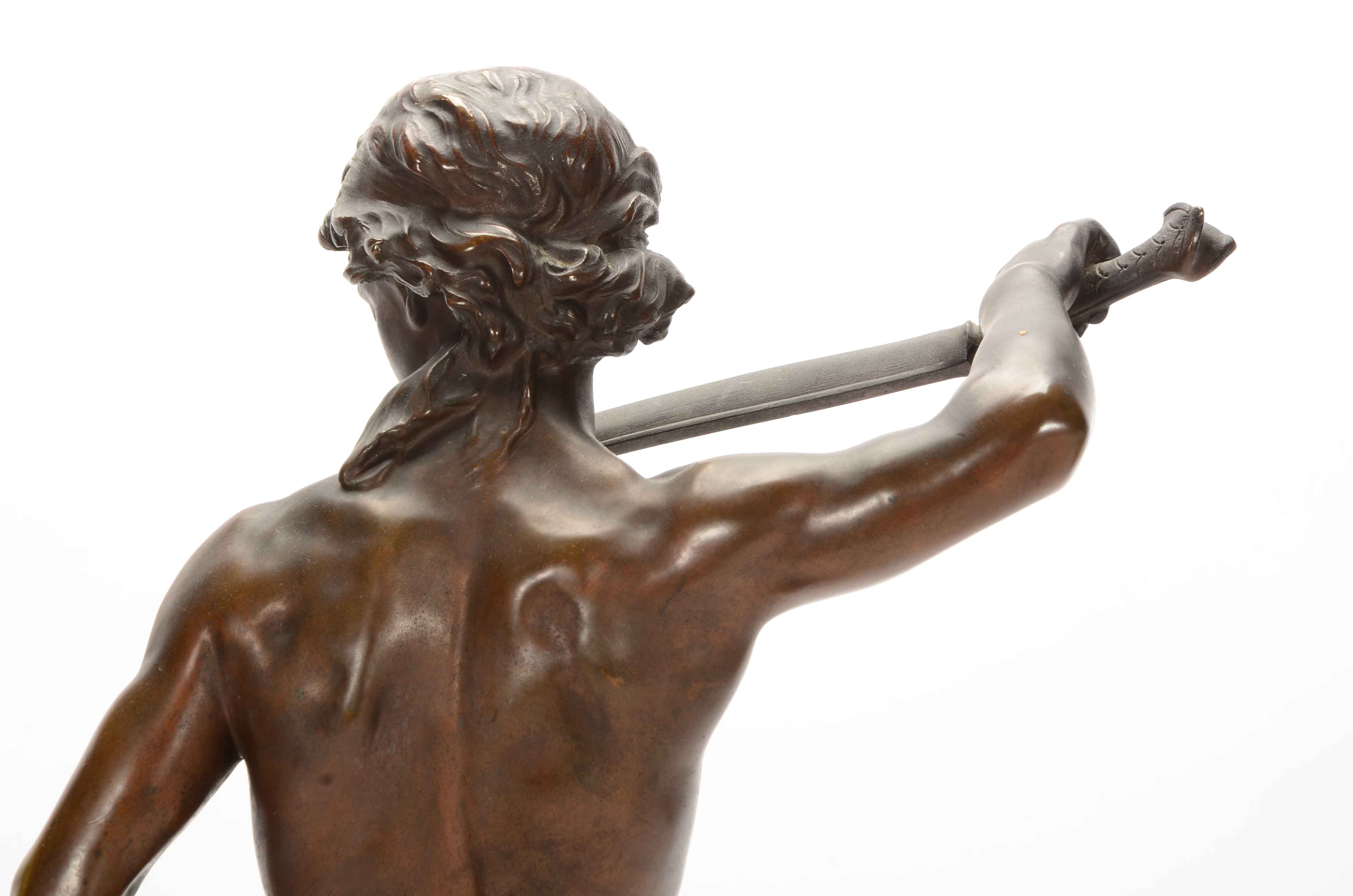 Louis Gossin Bronze Sculpture Titled "David Triomphant de Goliath"