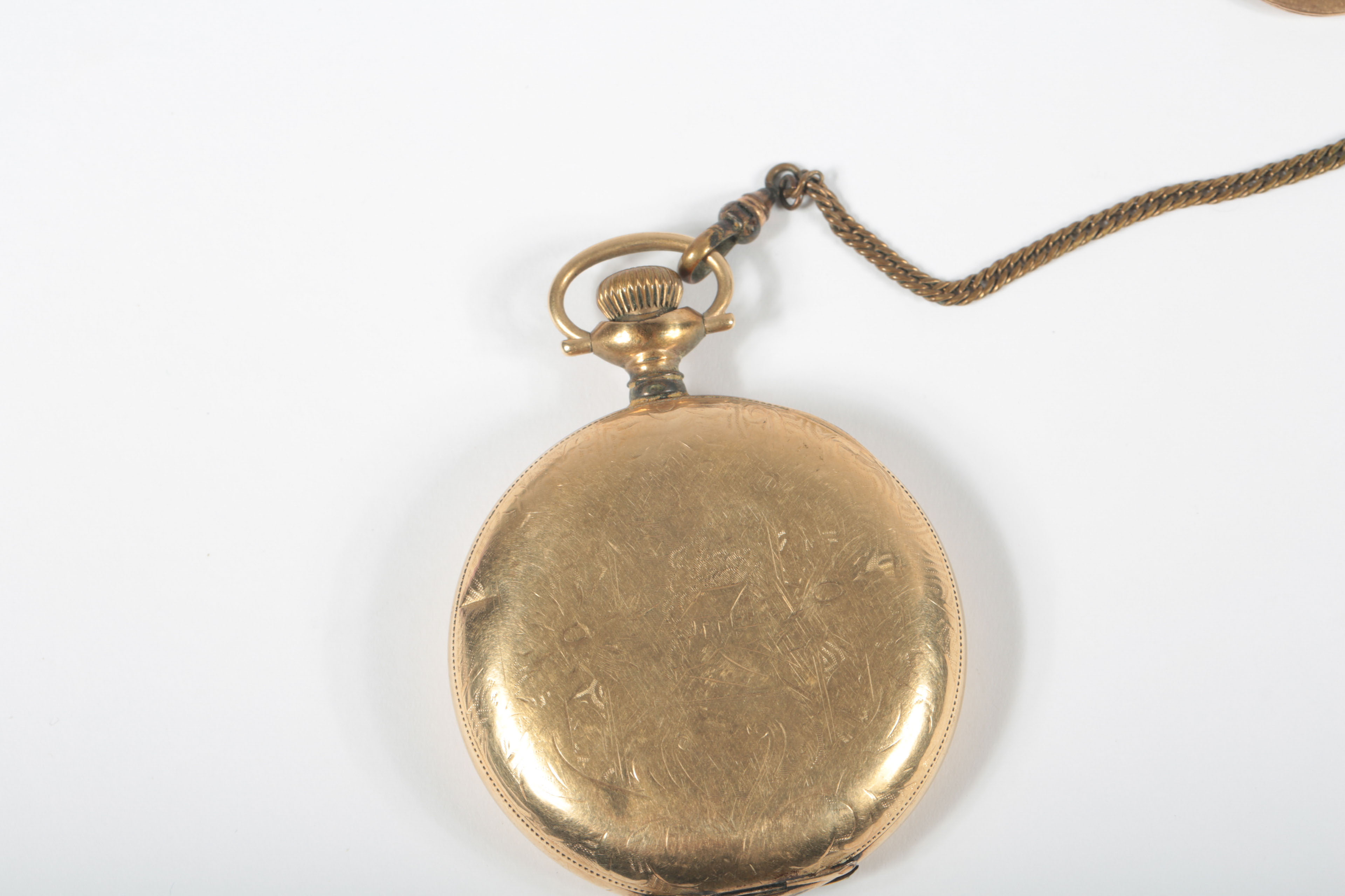 Antique Elgin Gold Plated Pocket Watch with Chain and Fob