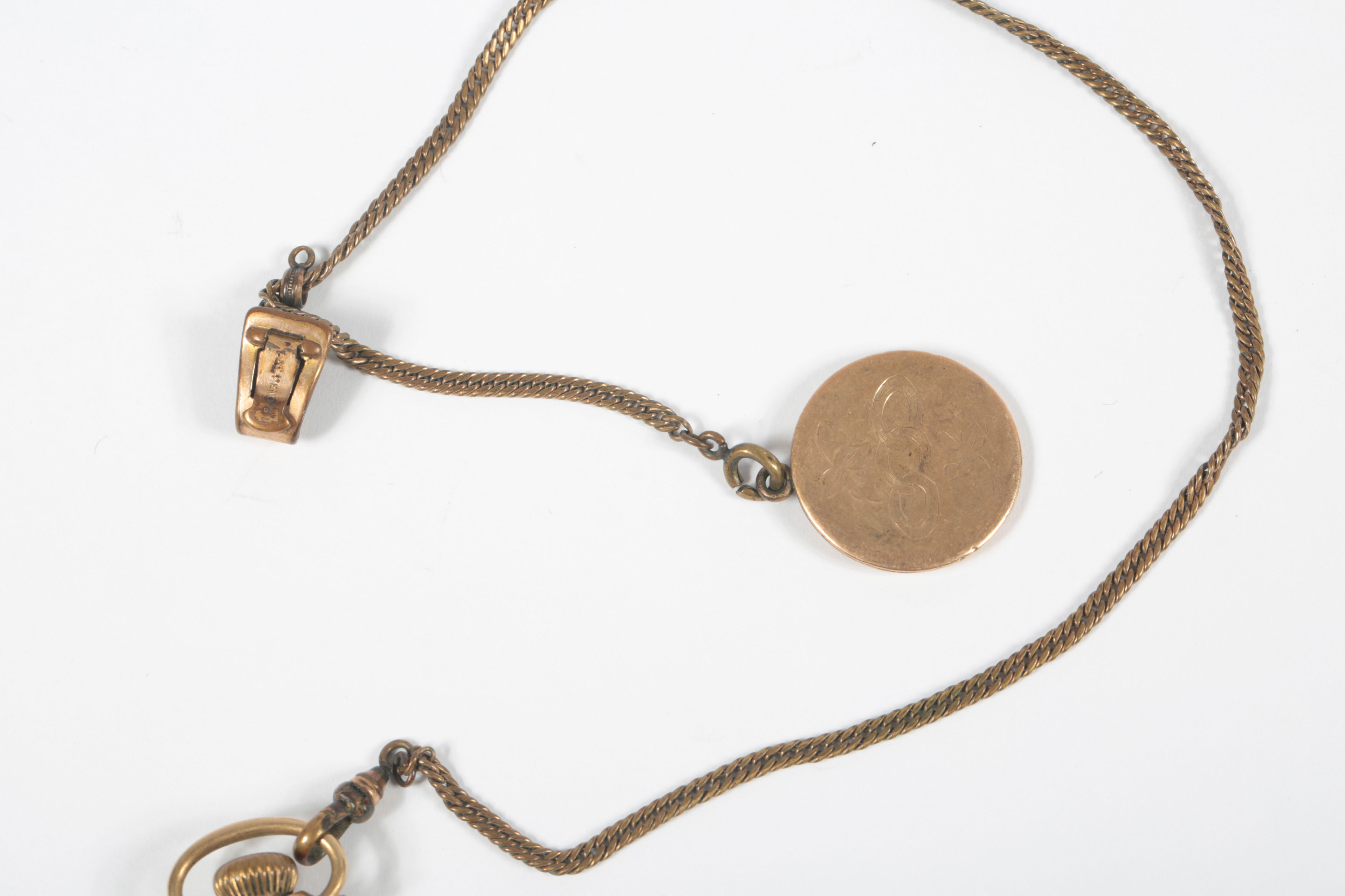 Antique Elgin Gold Plated Pocket Watch with Chain and Fob