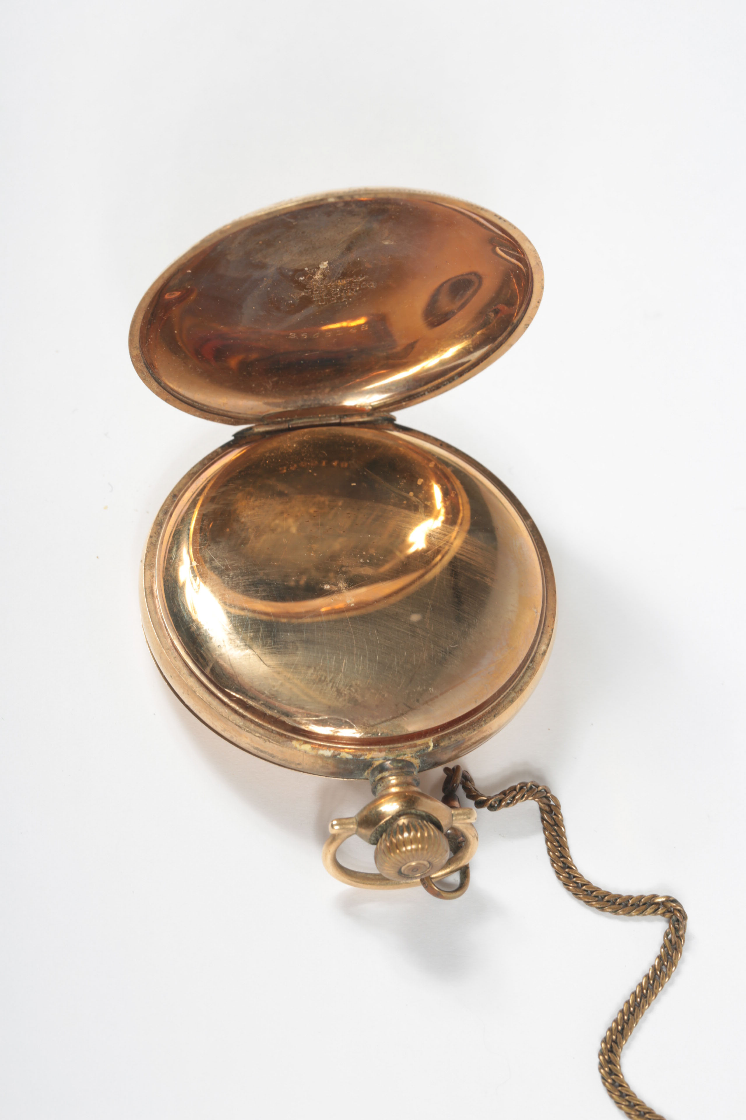 Antique Elgin Gold Plated Pocket Watch with Chain and Fob