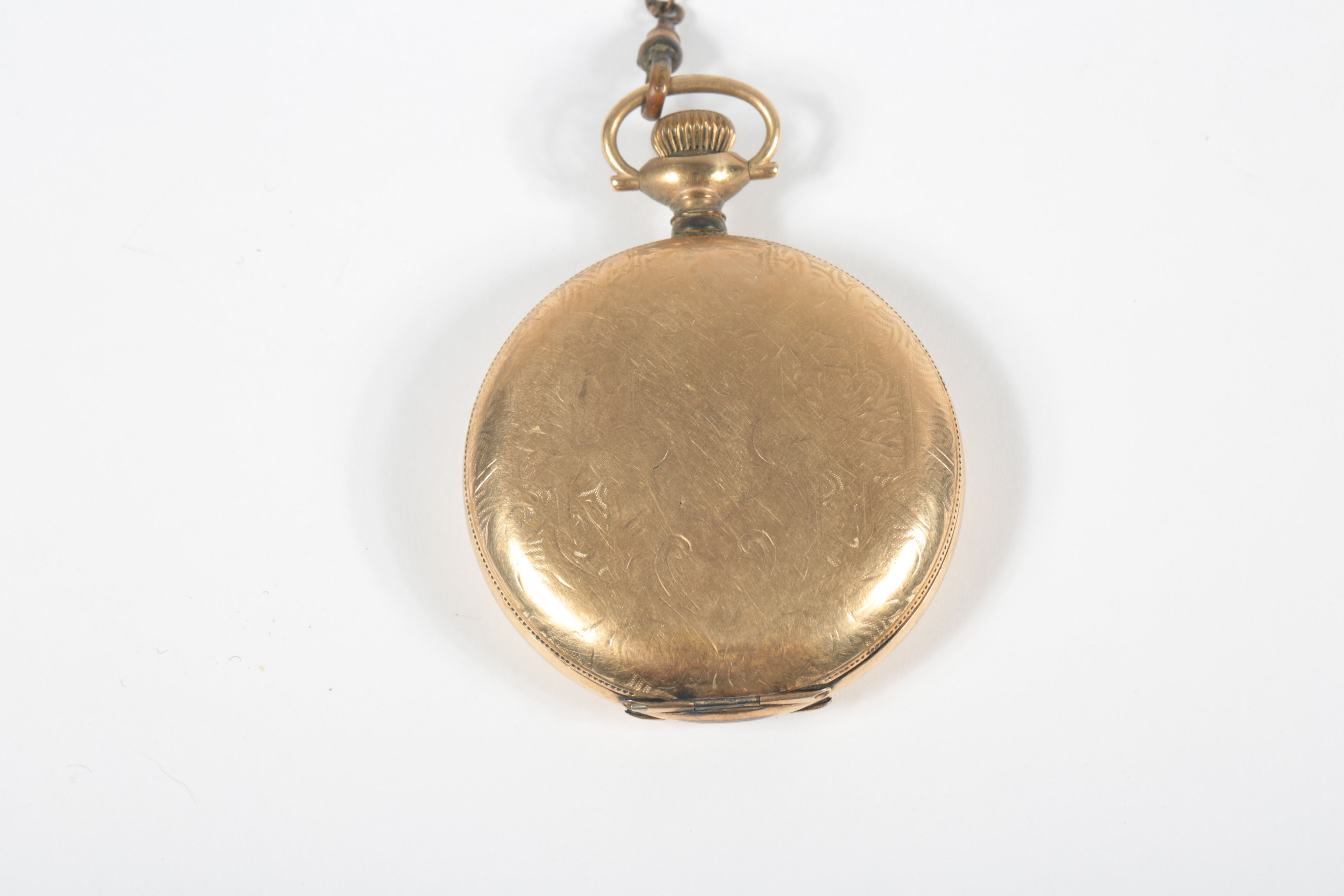 Antique Elgin Gold Plated Pocket Watch with Chain and Fob