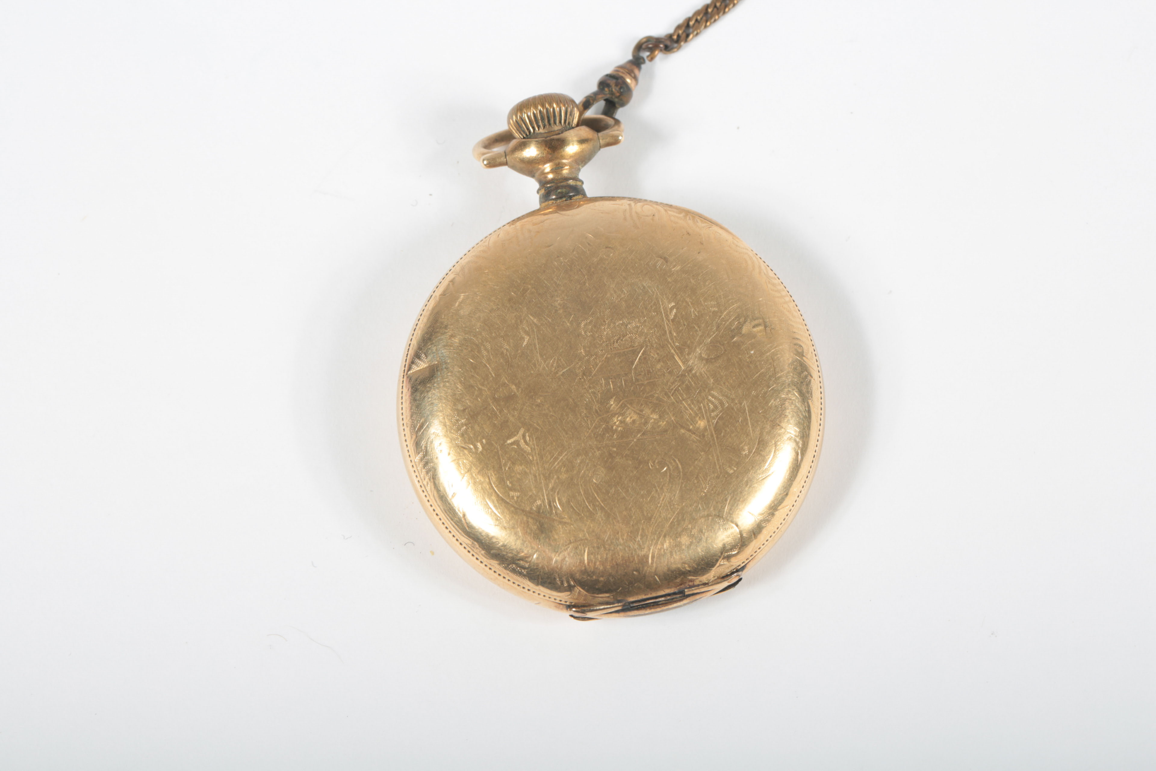 Antique Elgin Gold Plated Pocket Watch with Chain and Fob