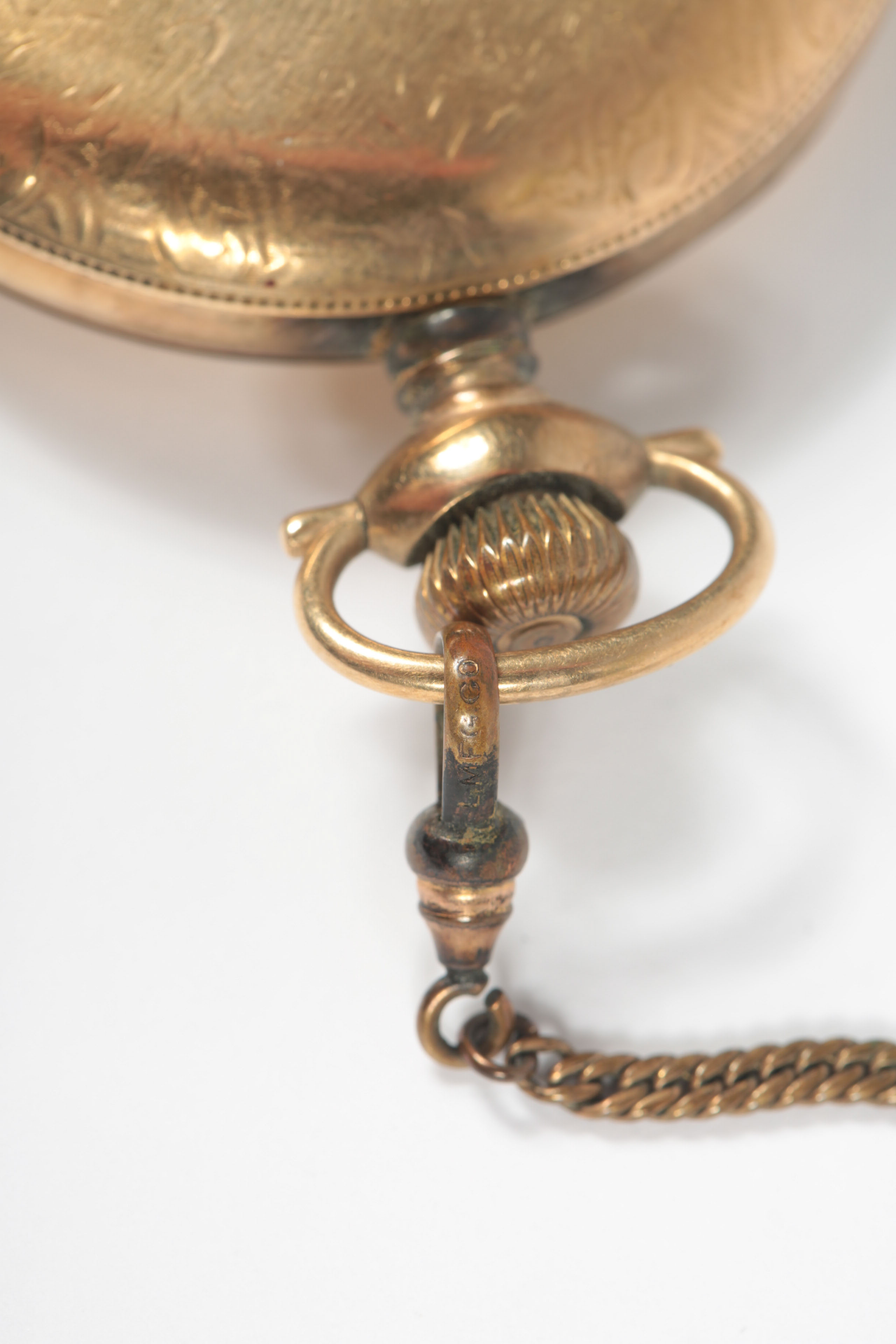 Antique Elgin Gold Plated Pocket Watch with Chain and Fob