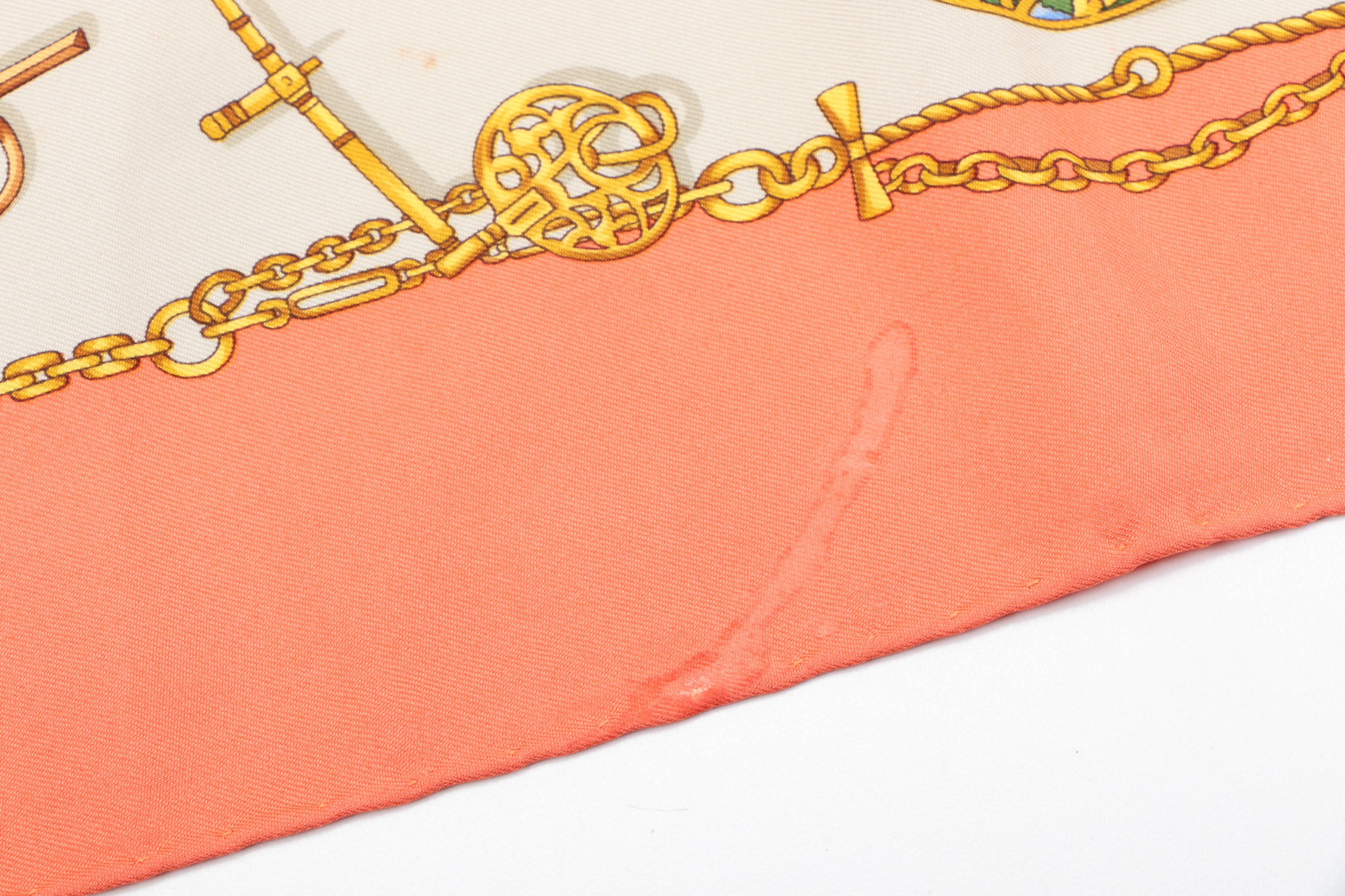 Vintage Gucci Pocket Watch Themed Silk Scarf