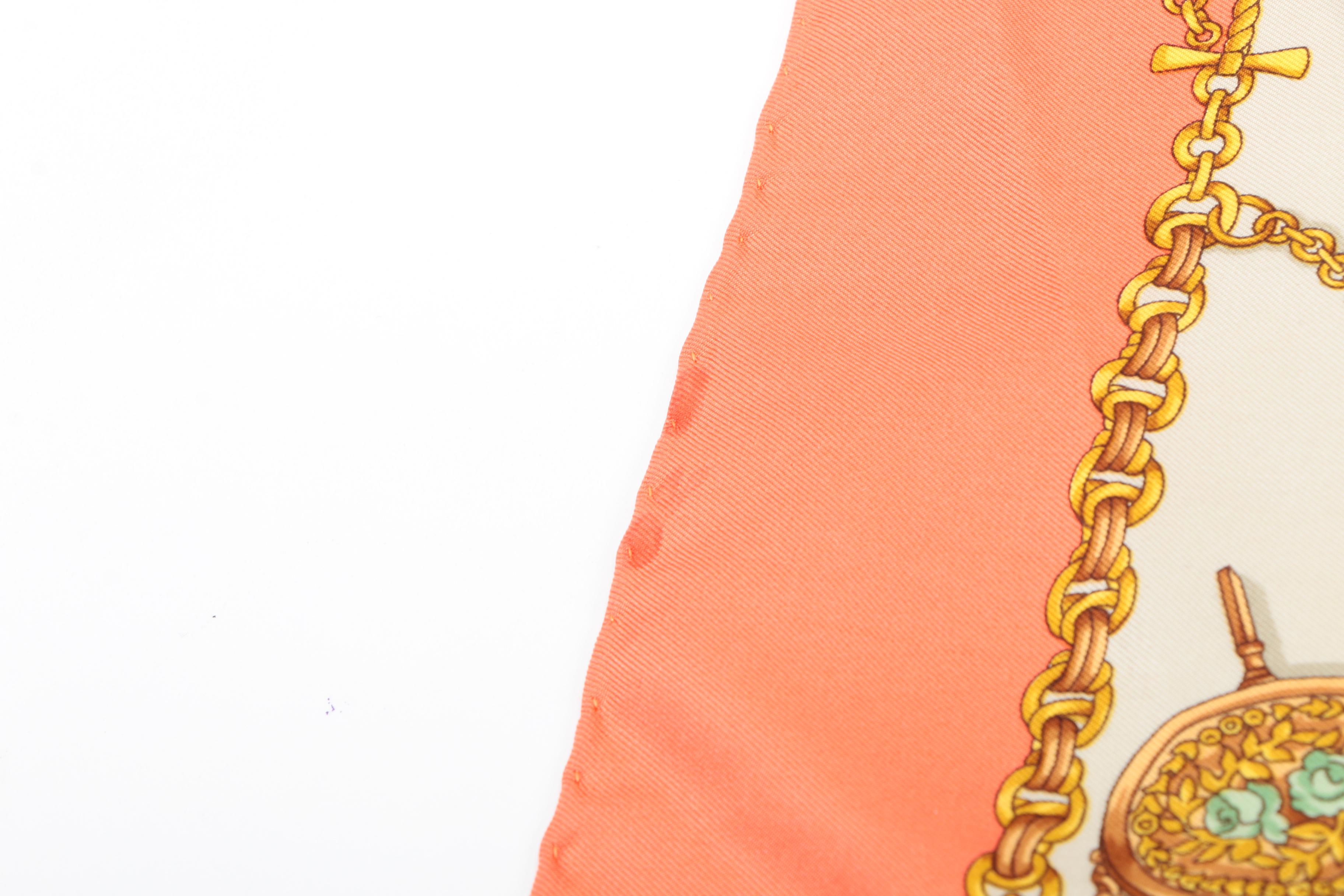 Vintage Gucci Pocket Watch Themed Silk Scarf