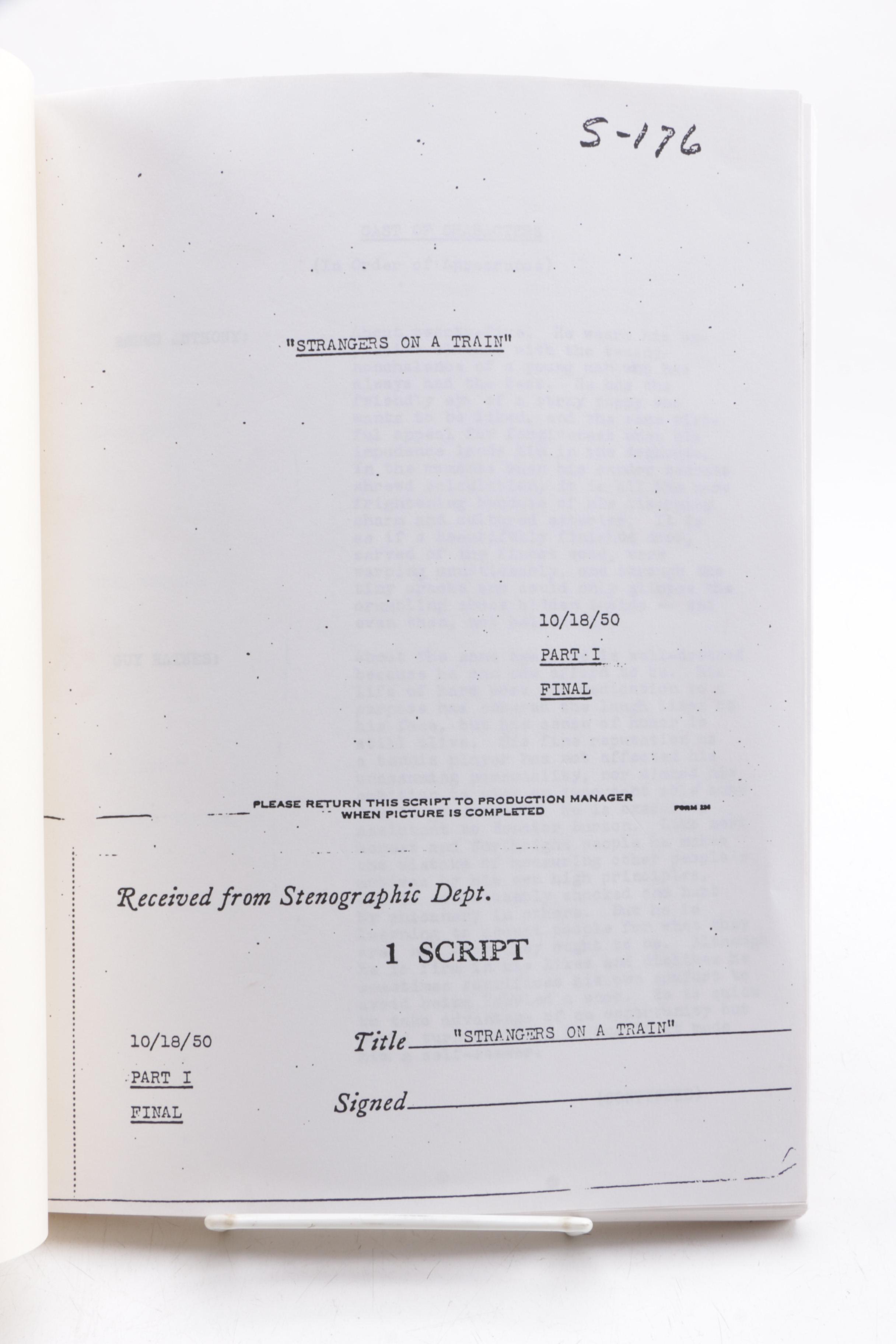 "Strangers on a Train" 1950 Film Script