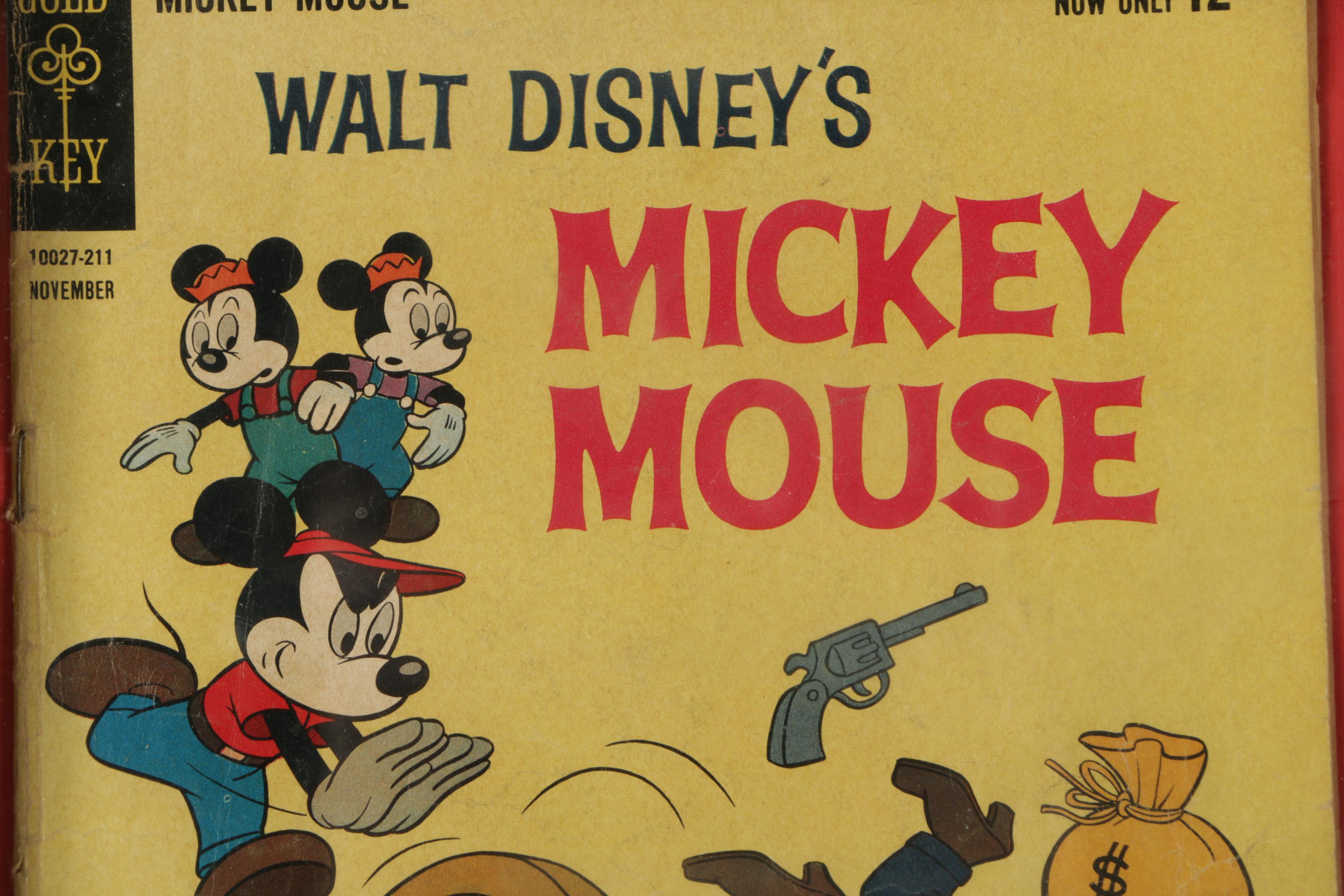 Framed Vintage Mickey Mouse Books and Memorabilia