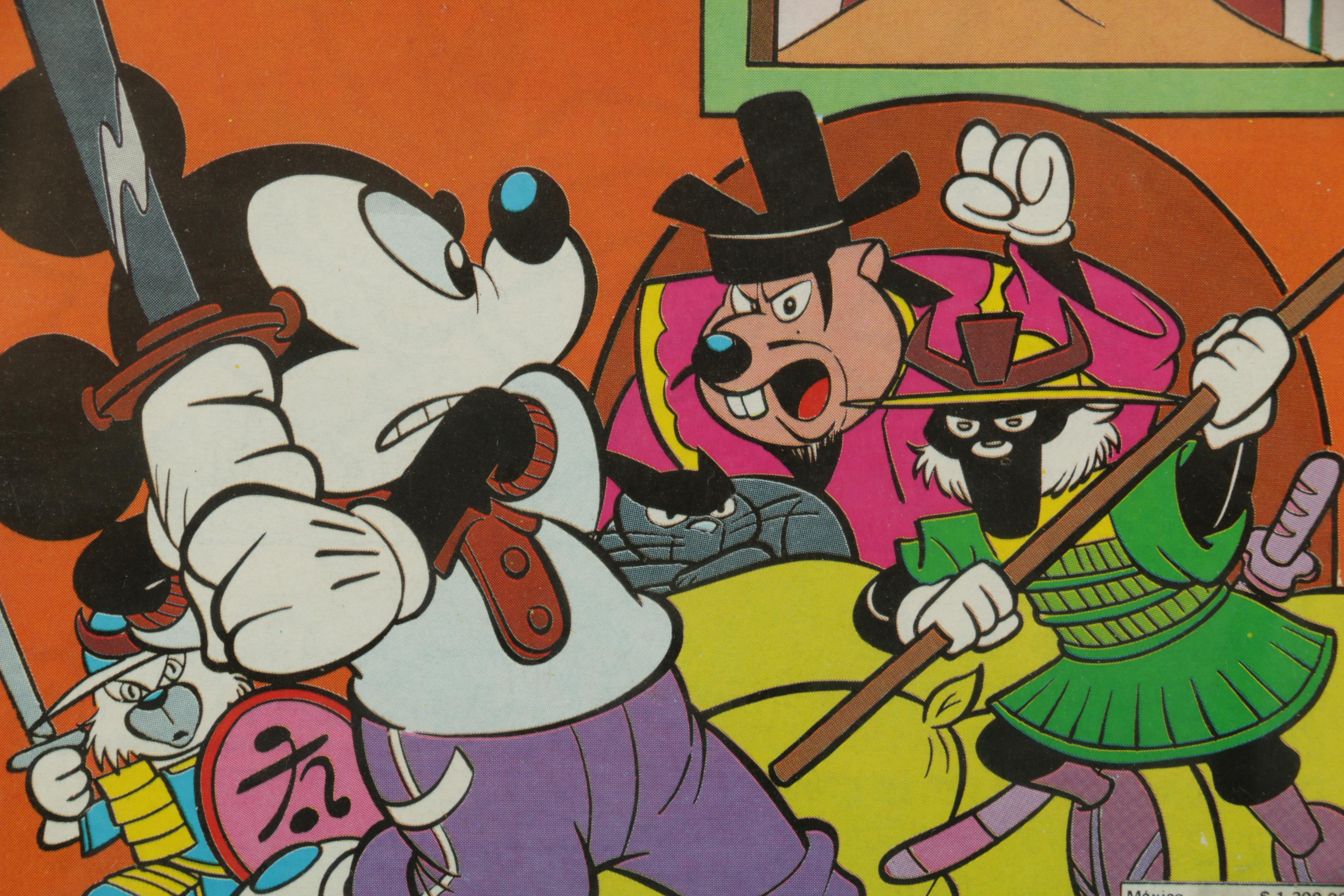 Framed Vintage Mickey Mouse Books and Memorabilia