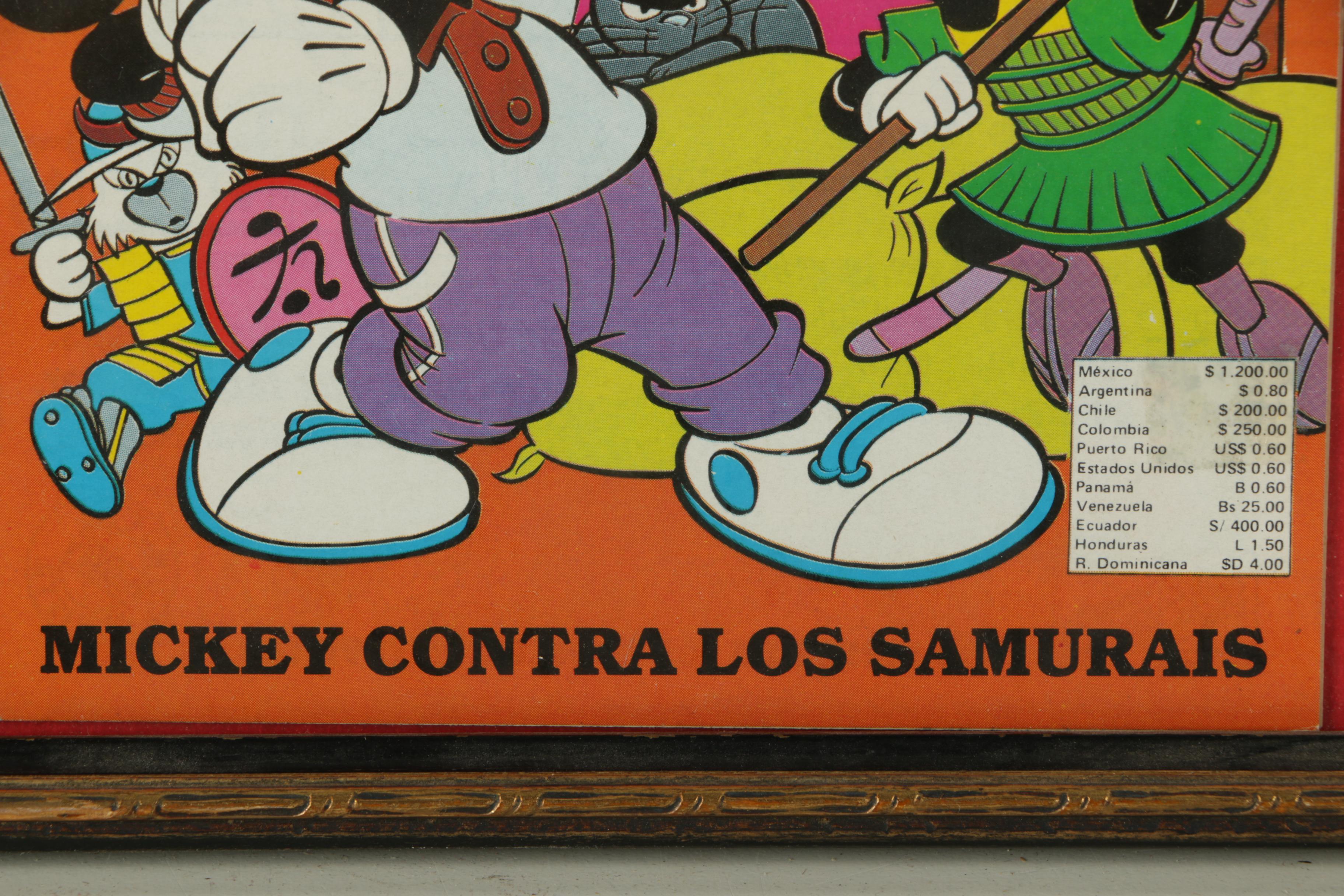 Framed Vintage Mickey Mouse Books and Memorabilia