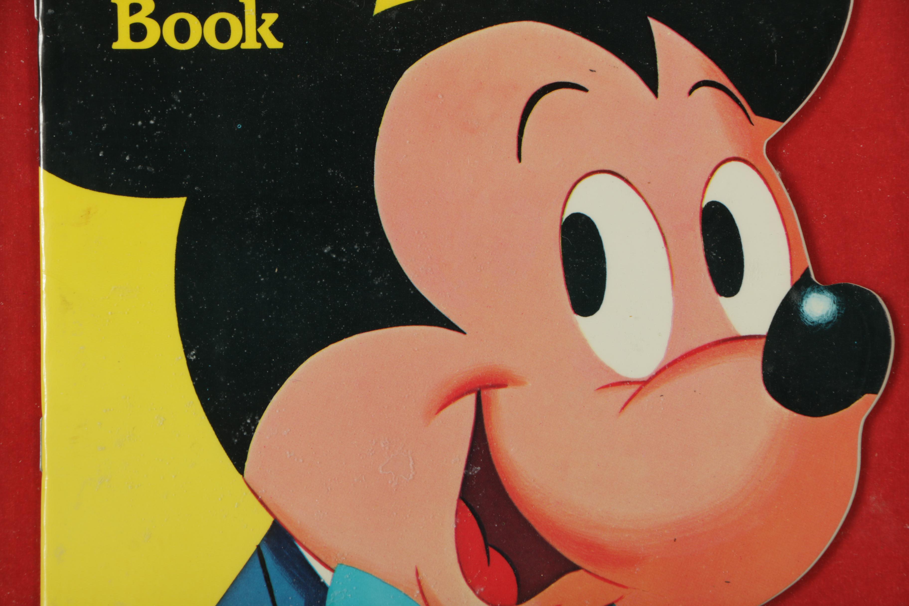 Framed Vintage Mickey Mouse Books and Memorabilia