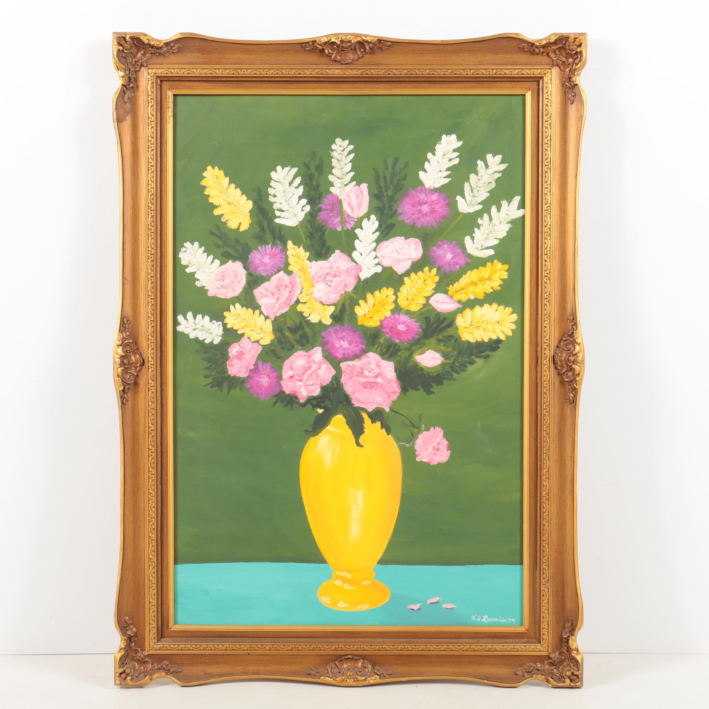 Loomis Vintage Oil Painting of Floral Still Life