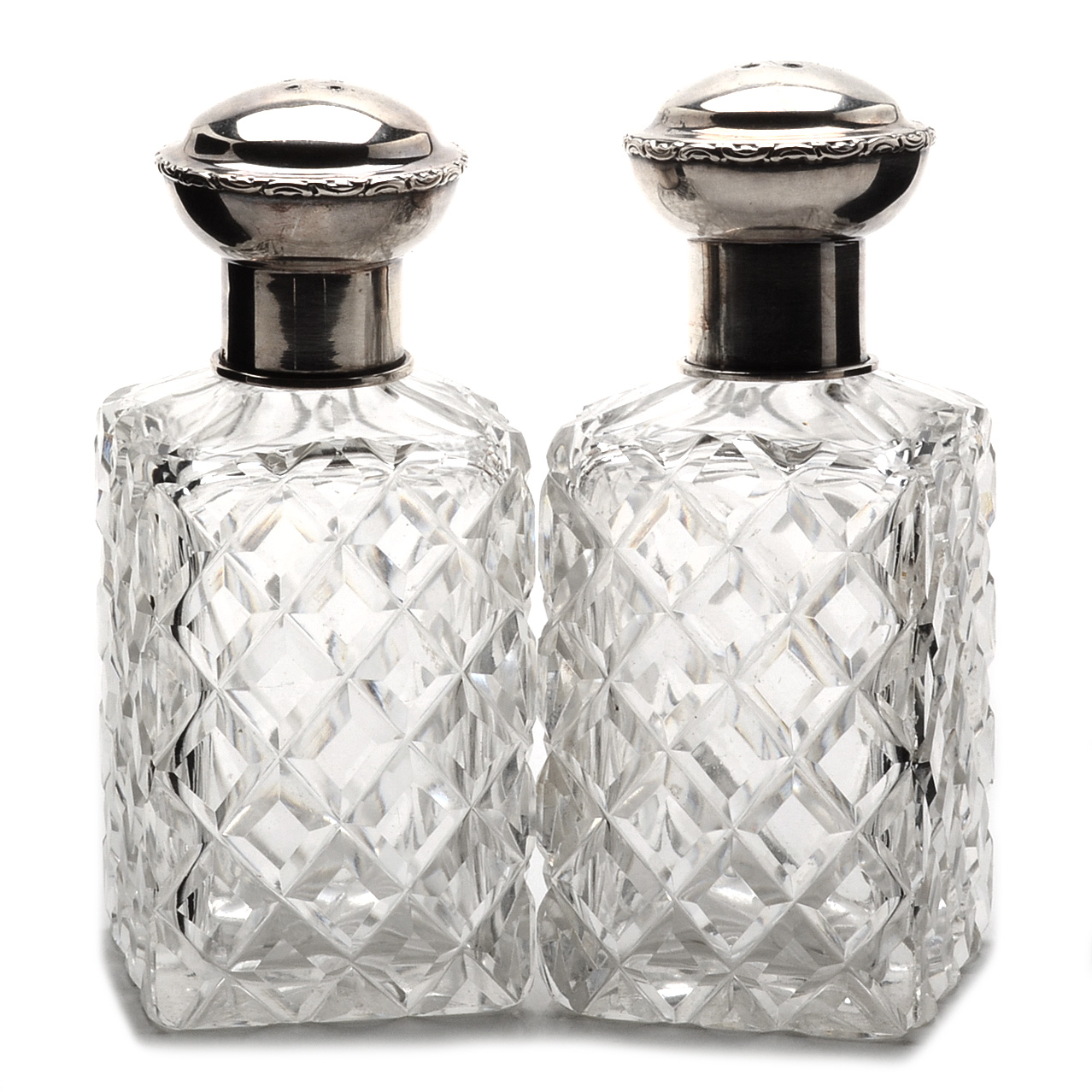 Antique German Cut Glass Cologne Bottle With 835 Silver Mounts