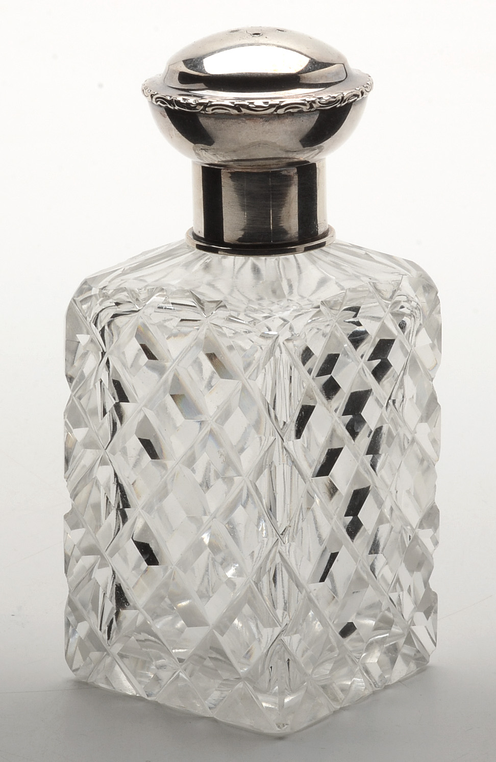 Antique German Cut Glass Cologne Bottle With 835 Silver Mounts