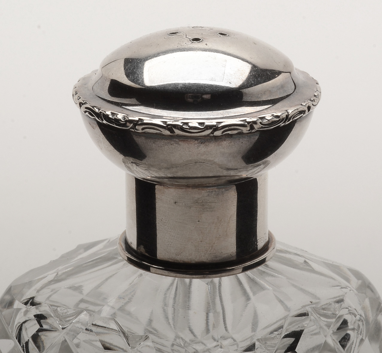 Antique German Cut Glass Cologne Bottle With 835 Silver Mounts